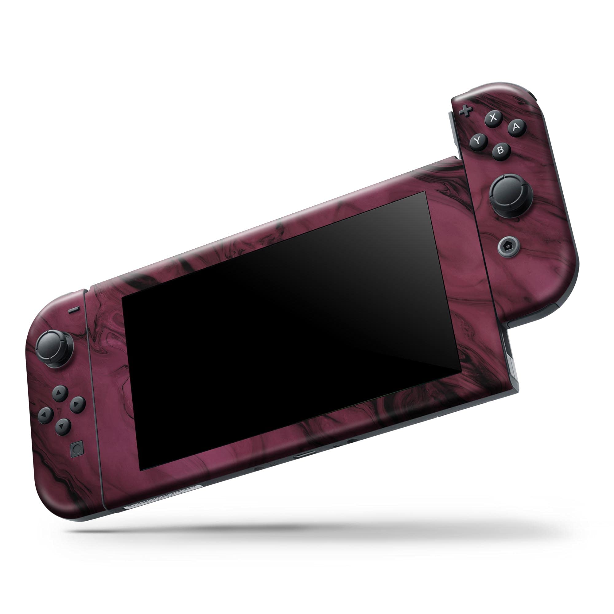 Nintendo Switch Skin Decal - Black & Pink Marble Vinyl Wrap Cover | Scratch-Resistant, Removable Protective Case | Compatible with Switch Console Bundle | Perfect for Gaming Protection & Customization
