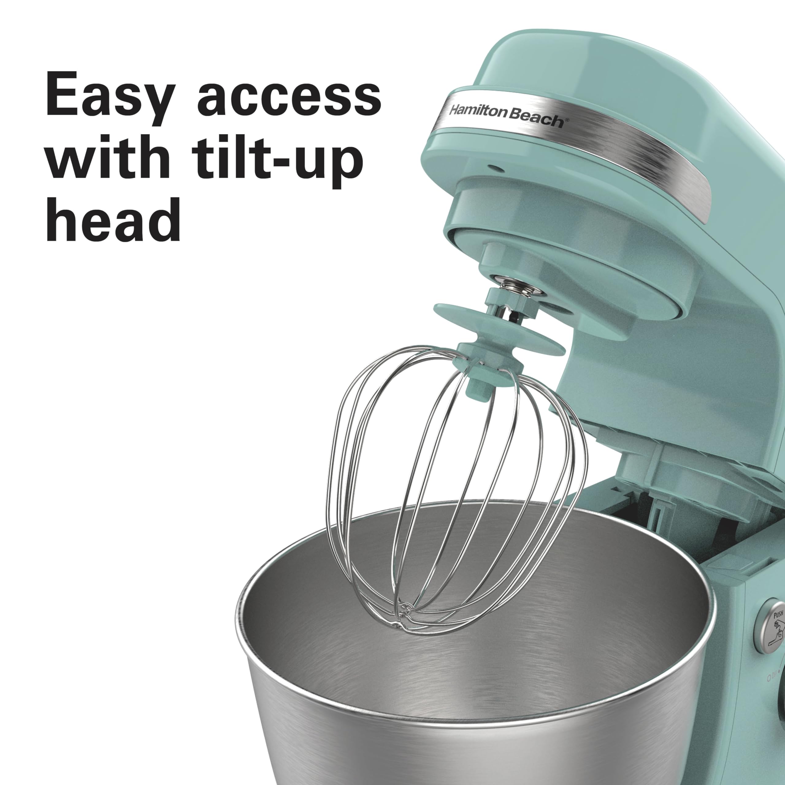 Hamilton Beach 4-Quart Electric Stand Mixer with Dough Hook, Flat Beater & Whisk - 7 Speed Settings & Splash Guard - Aqua Blue - Perfect for Baking Bread, Cookies & Cakes at Home