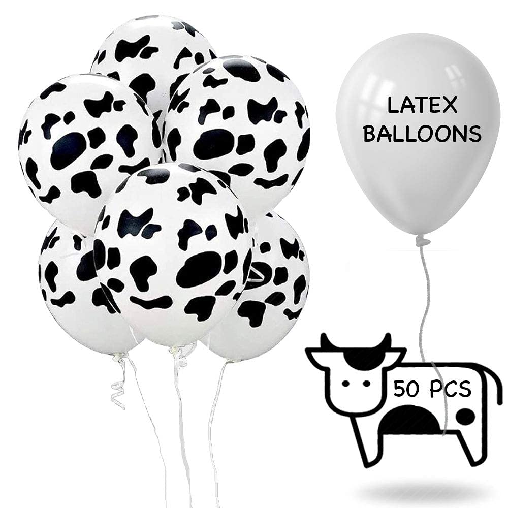 50 PCS Cow Print Balloons - Western Cowboy Theme Party Decorations for Birthday, Baby Shower & Farmhouse Events - Funny Animal Balloon Favors for Cowboy Parties, Ranch Decor & Western Celebrations