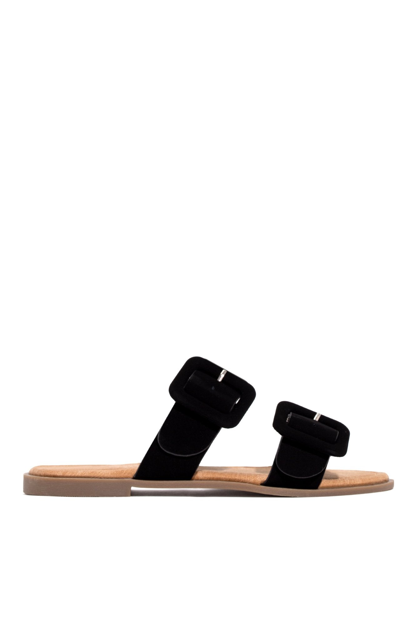 Lydia Double Buckle Strappy Sandals for Women - Black Summer Casual Shoes | Comfortable Walking Sandals for Beach, Vacation & Daily Wear