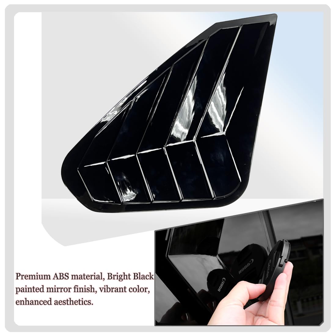 MUXEE 2Pcs ABS Side Vent Window Louvers for Toyota RAV4 2019-2024 | Sporty Exterior Trim Accessories | Bright Black Decorative Covers | Enhances Vehicle Style & Aerodynamics