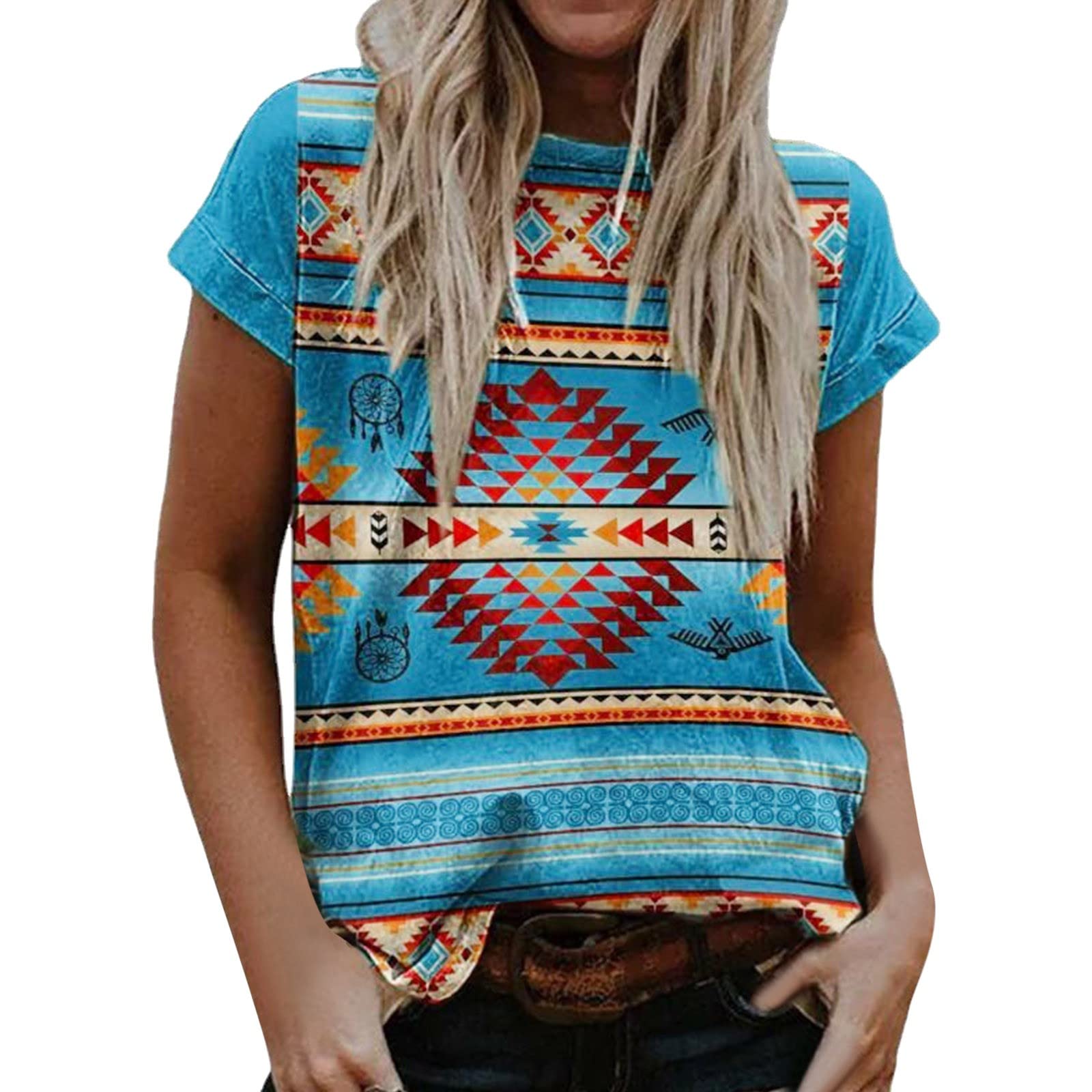 Vintage Western T-Shirt for Women - Summer Short/Long Sleeve - Casual & Boho Style