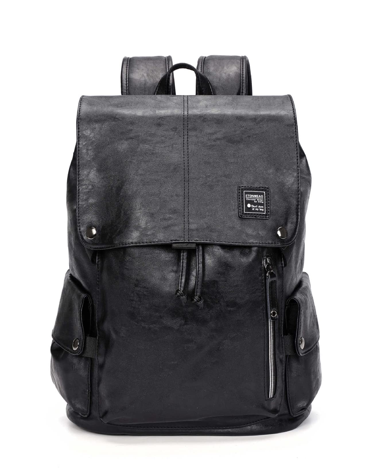 HUANGGUOSHU Leather Laptop Backpack with USB Port - Travel & Business Bag for Men & Women