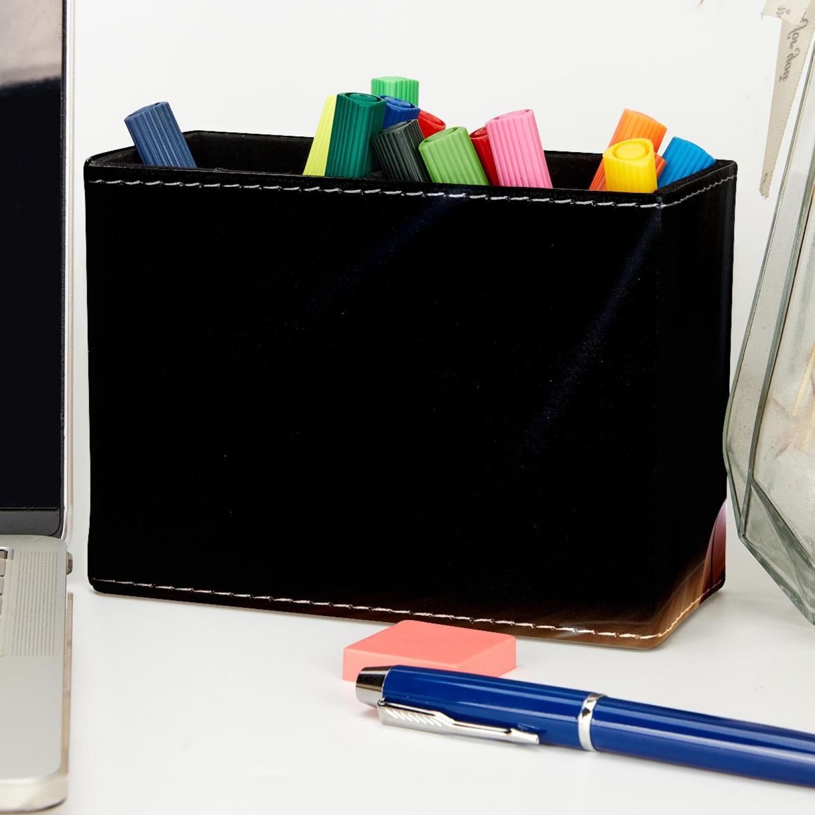 Basketball Wooden Pen Holder for Desk - Stylish Pencil Organizer with Cricket Field Design, Perfect Office Supplies for Home & Work Desk Organization