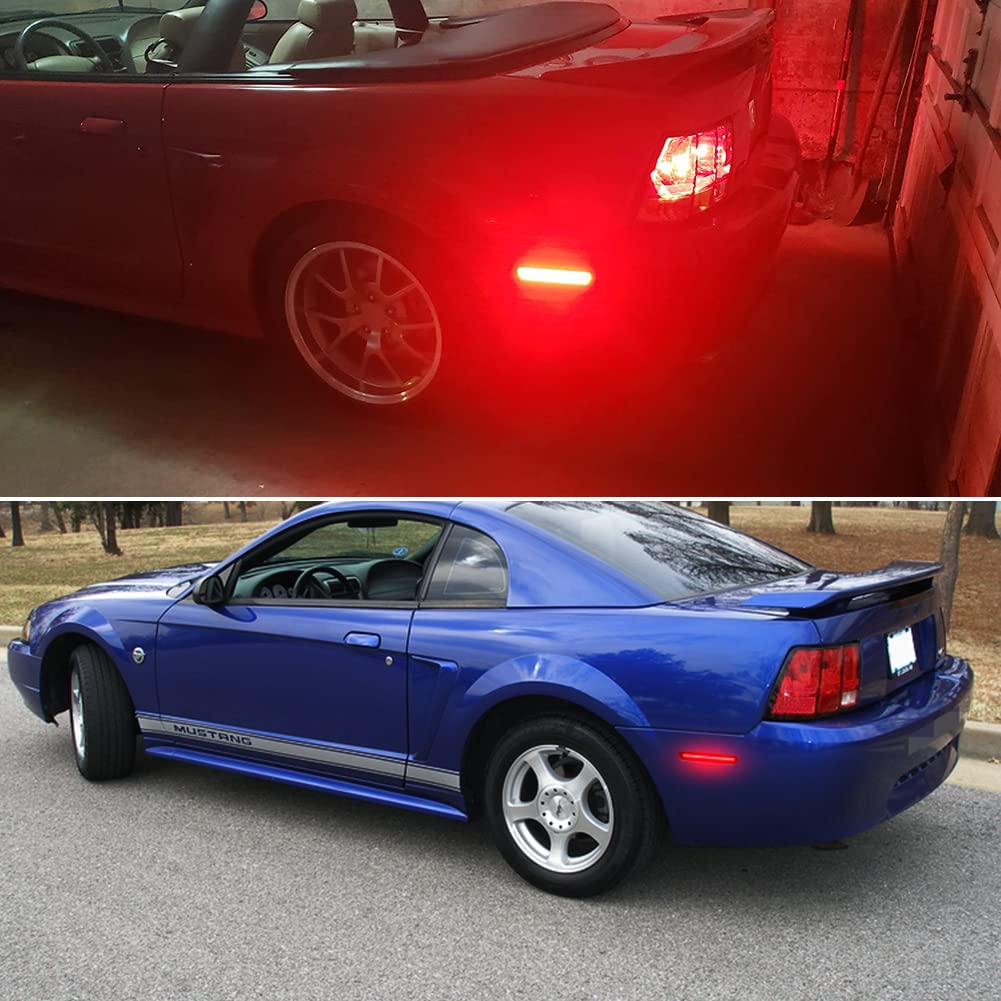 1999-2004 Ford Mustang Rear Bumper Side Marker Lights - Red LED Reflectors for Enhanced Visibility & Safety | Perfect for Night Driving, Car Shows & Custom Upgrades