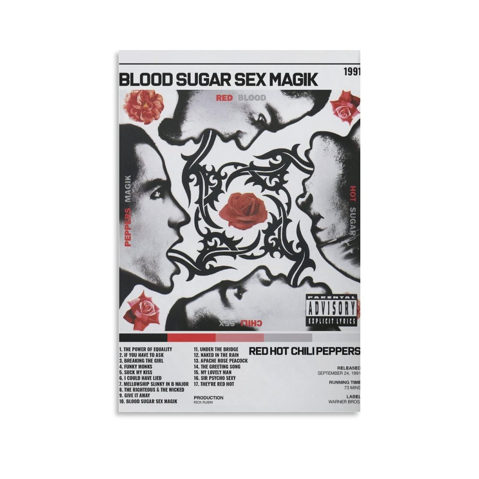 Red Hot Chili Peppers Blood Sugar Magik Album Poster - High Quality Canvas Wall Art for Bedroom, Office & Music Room Decor - Perfect Gift for Rock Fans & Music Lovers