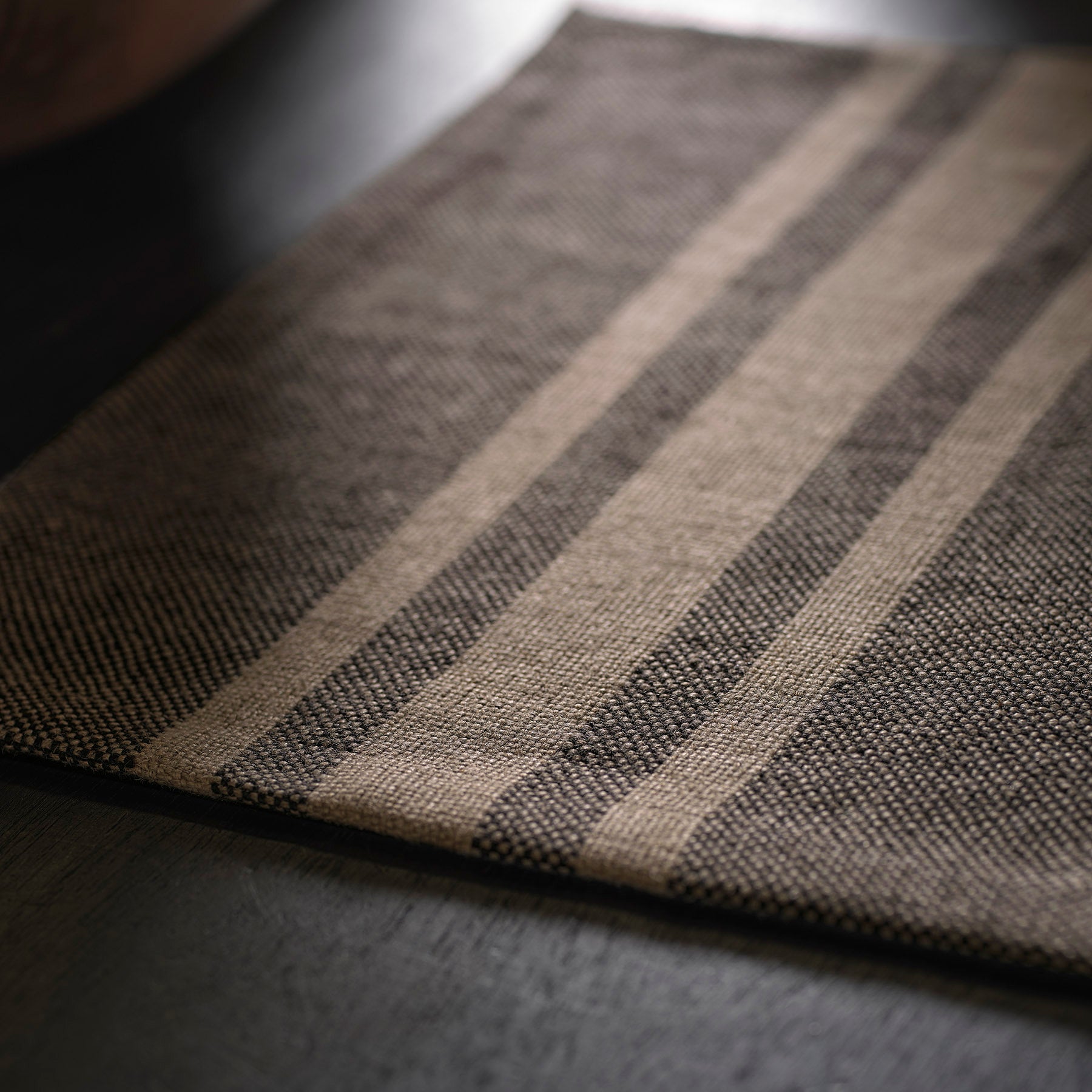 Premium Heavyweight Triple Stripe Placemat Set - Black & Beige - Durable & Stylish Table Setting for Dining, Kitchen, and Party Decor