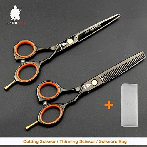 Professional 5.5 Inch Black Barber Scissors Kit - Hairdressing Shears for Stylists & Students - Sharp Hair Cutting Scissors with Case (Great for Salon, Home & Cosmetology School Use)