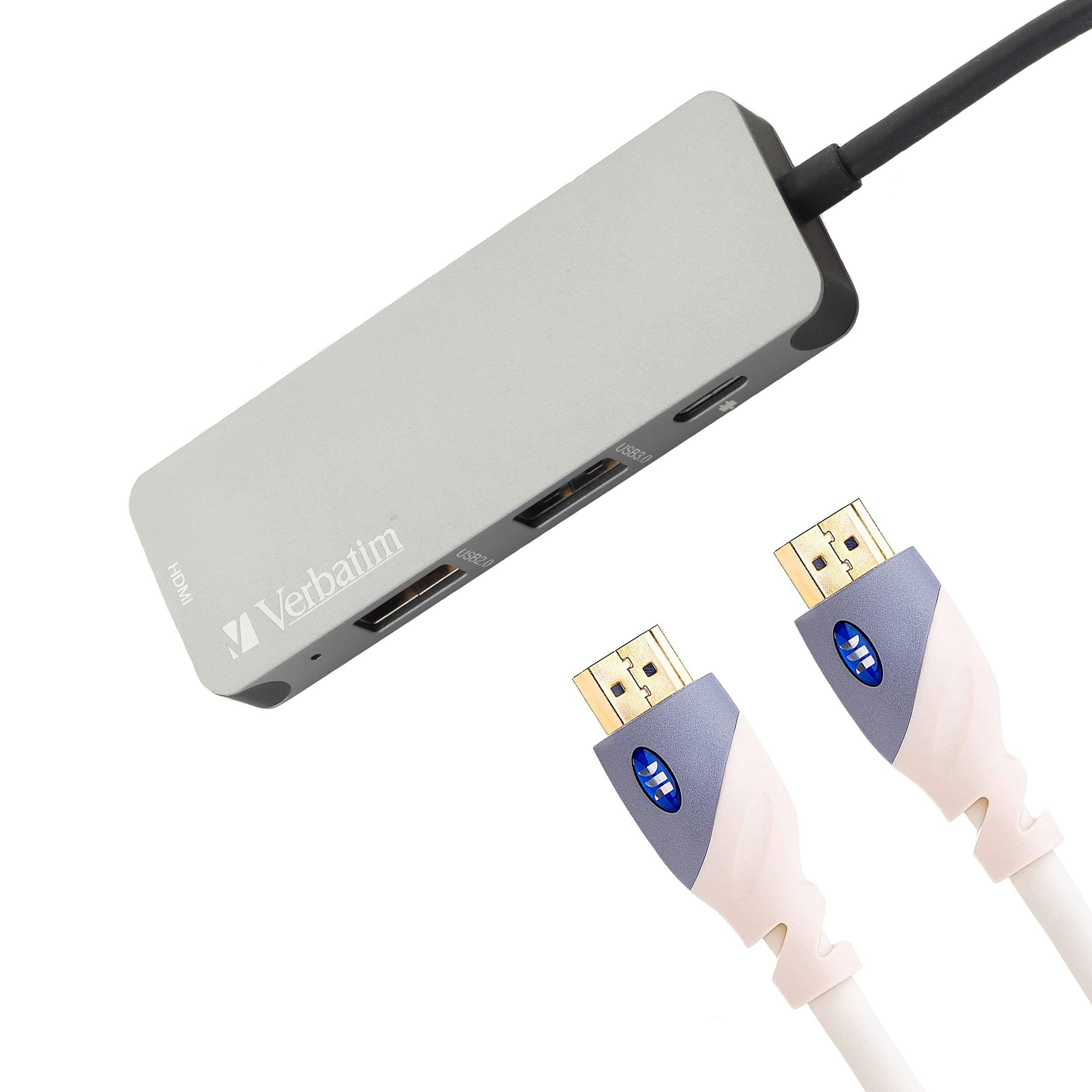 Verbatim 4-in-1 USB C Hub with 60W PD & HDMI - for MacBook/Laptop Workspace Setup