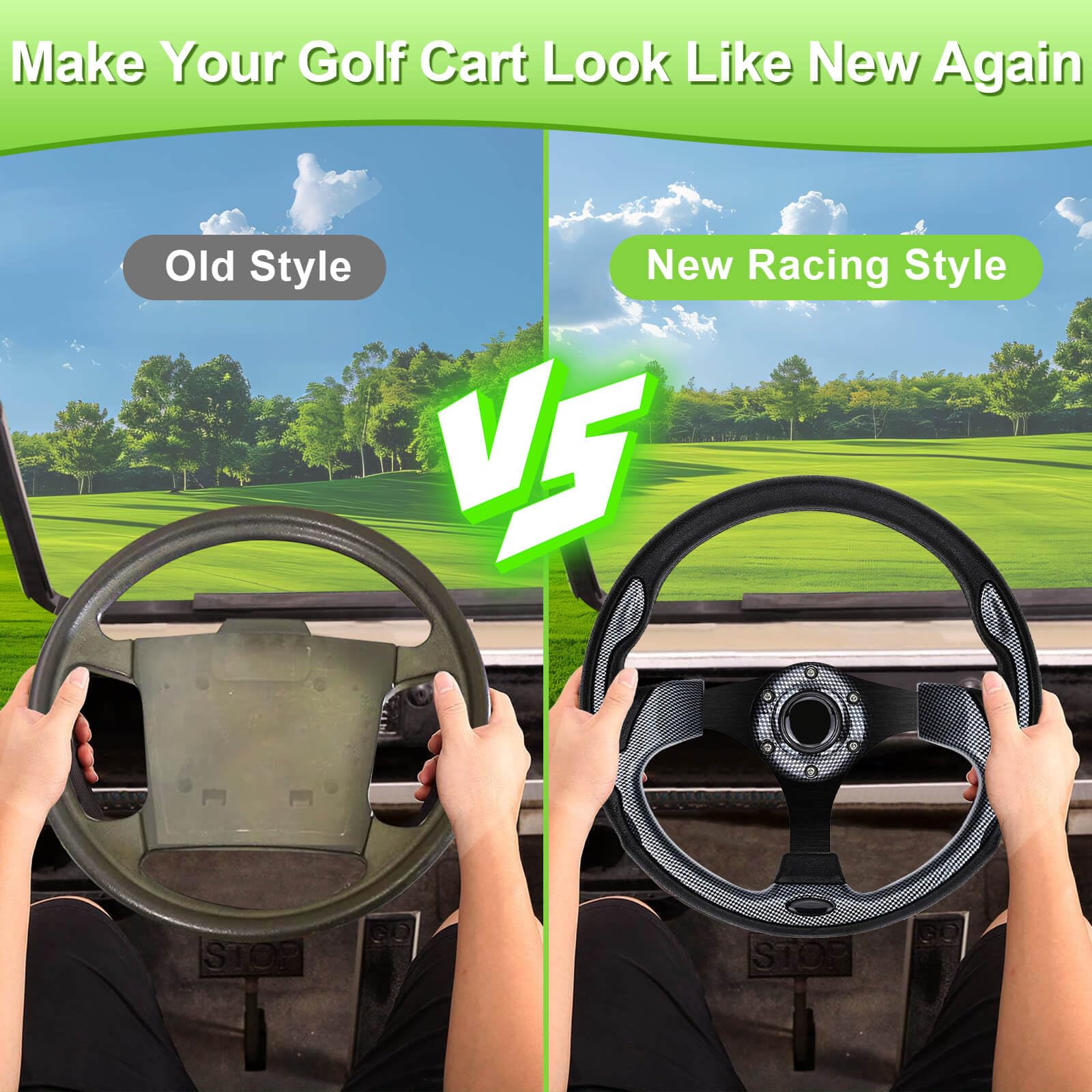EZGO Universal Golf Cart Steering Wheel - Compatible with Club Car, Yamaha & More - Durable Black Replacement Steering Wheel for Golf Carts - Perfect for Golf Courses, Resorts & Private Communities