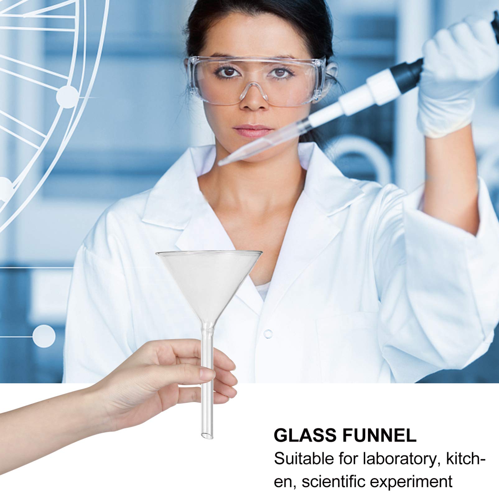 4-Piece Lab Glass Funnel Set - Scientific Glass Triangle Funnels for Bottle Filling, Perfumes, Essential Oils & Laboratory Chemicals | Perfect for Science Experiments, DIY Crafts & Essential Oil Blending