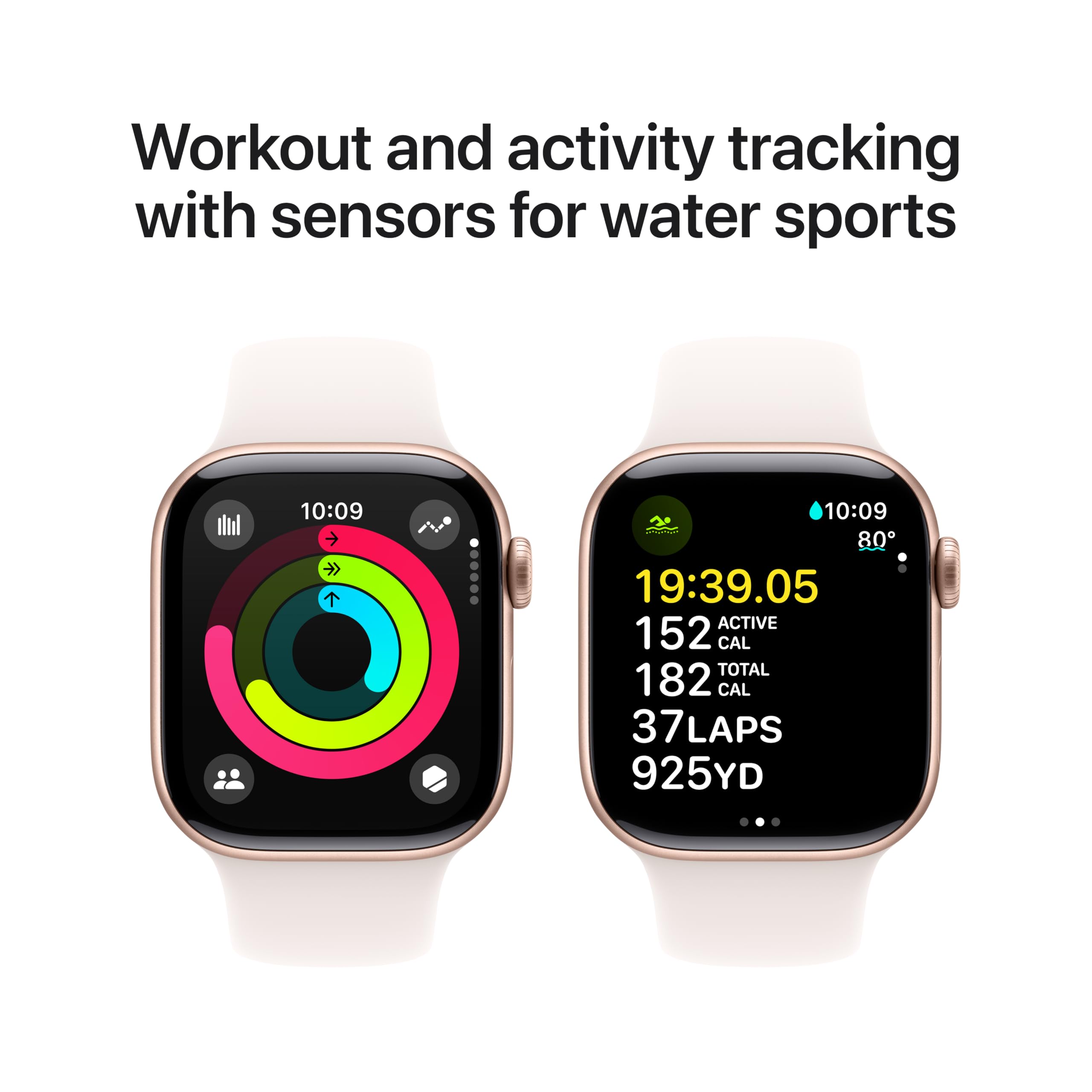 Apple Watch Series 10 [GPS 42mm] Smart Watch with Rose Gold Aluminum Case & Light Blush Sport Band - Fitness Tracker, ECG Monitor, Always-On Retina Display, Water Resistant for Running, Swimming & Daily Activity Tracking