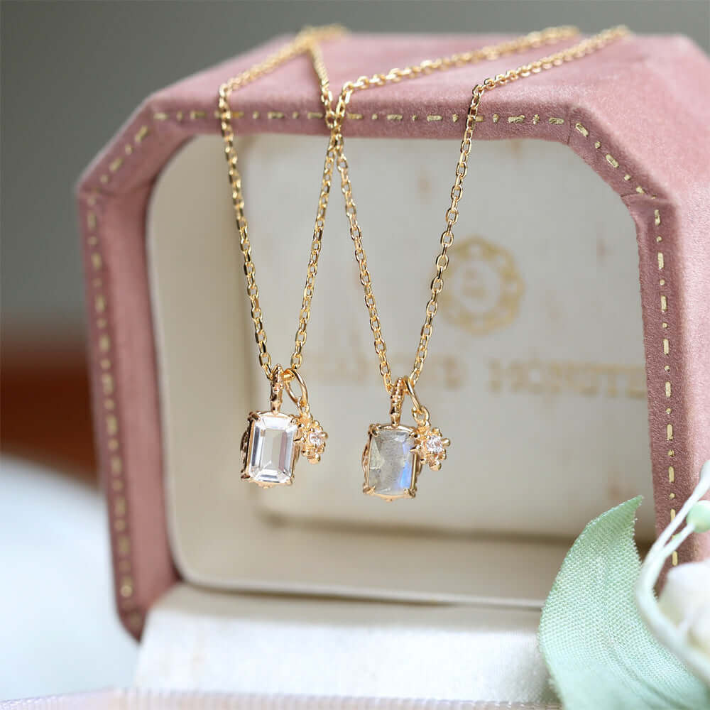 Make A Wish Amethyst Peridot Sandstone Pendant Necklace with Snowflake Charm | HD154 | Elegant Jewelry Gift for Women, Birthday, Christmas & Special Occasions