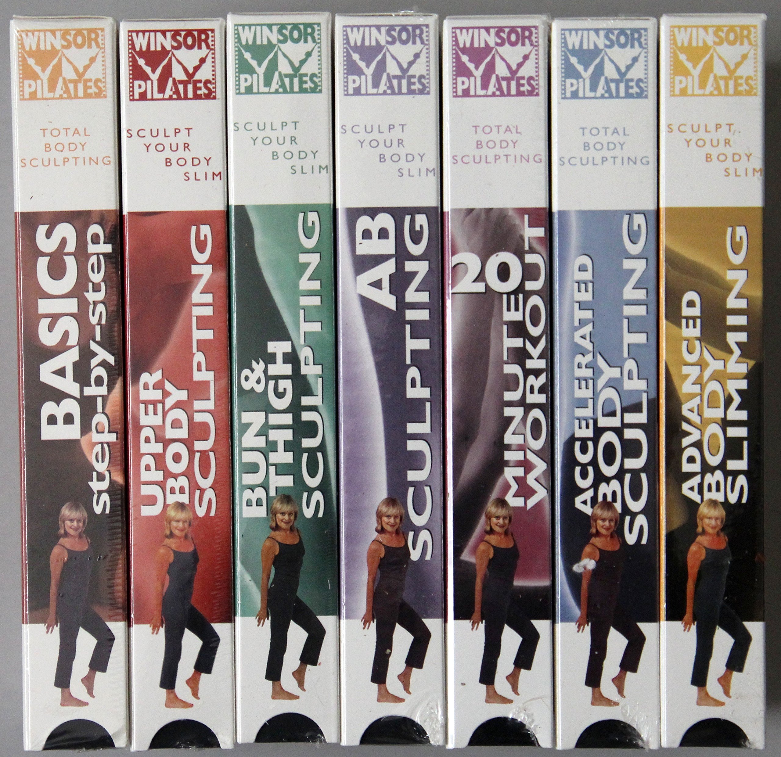 7-Piece VHS Workout Set – Basics, 20 Minute Workout, Accelerated Body Sculpting, Bun & Thigh Sculpting, Upper Body Toning, Advanced Slimming & AB Sculpting – Home Fitness & Vintage Exercise Collection