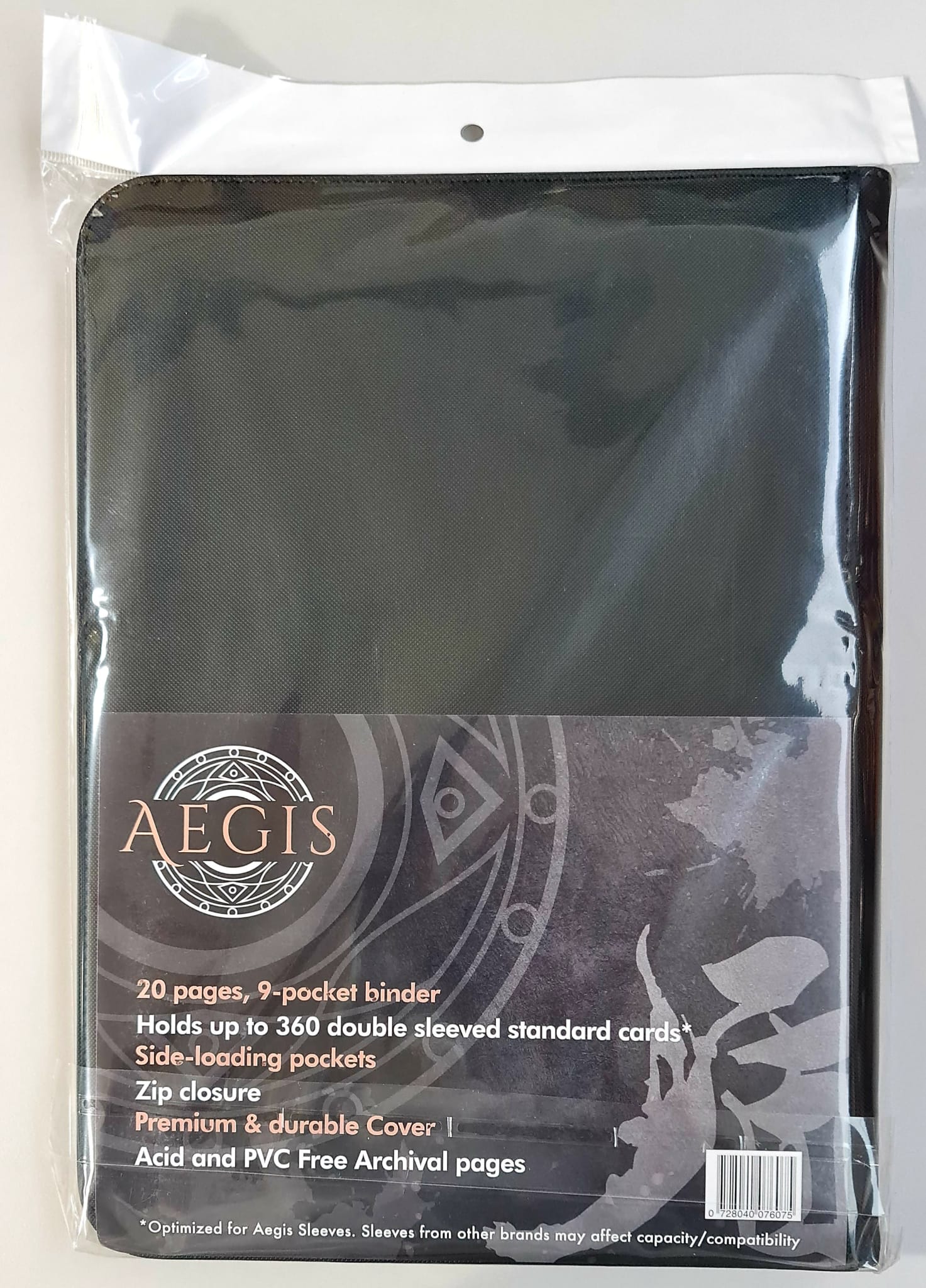 Aegis Black 9-Pocket Zipper Binder - Organize School, Office & Travel Documents Securely | Durable 3-Ring Binder for Students & Professionals