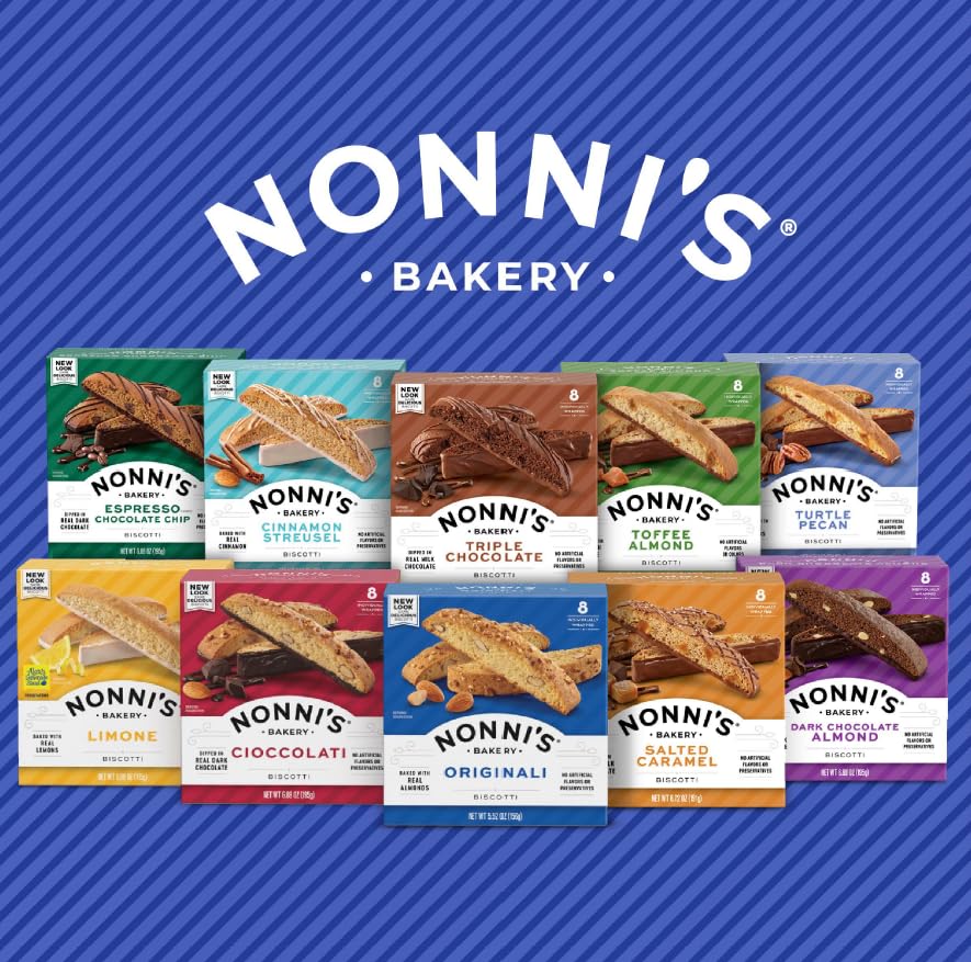 Nonni's Triple Chocolate Biscotti Italian Cookies - 6 Boxes (6.88 oz each) | Dark Chocolate Italian Biscotti | Individually Wrapped Kosher Cookies | Perfect for Coffee Pairing, Gifts & Dessert Platters