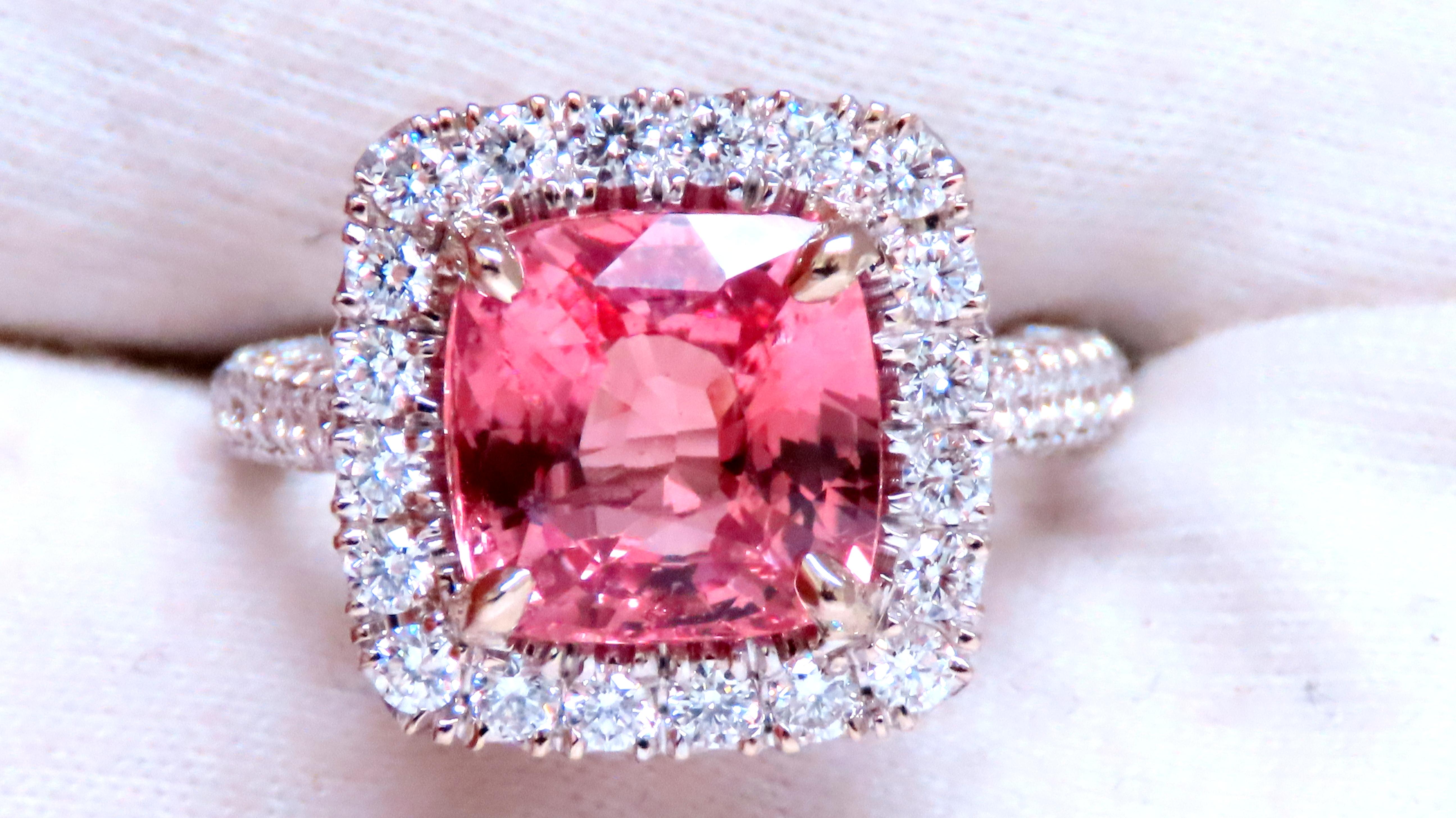 GIA Certified 4.51ct Natural Padparadscha Sapphire Diamond Ring in 18K Gold with Halo Setting - Perfect for Engagement, Anniversary & Special Occasions