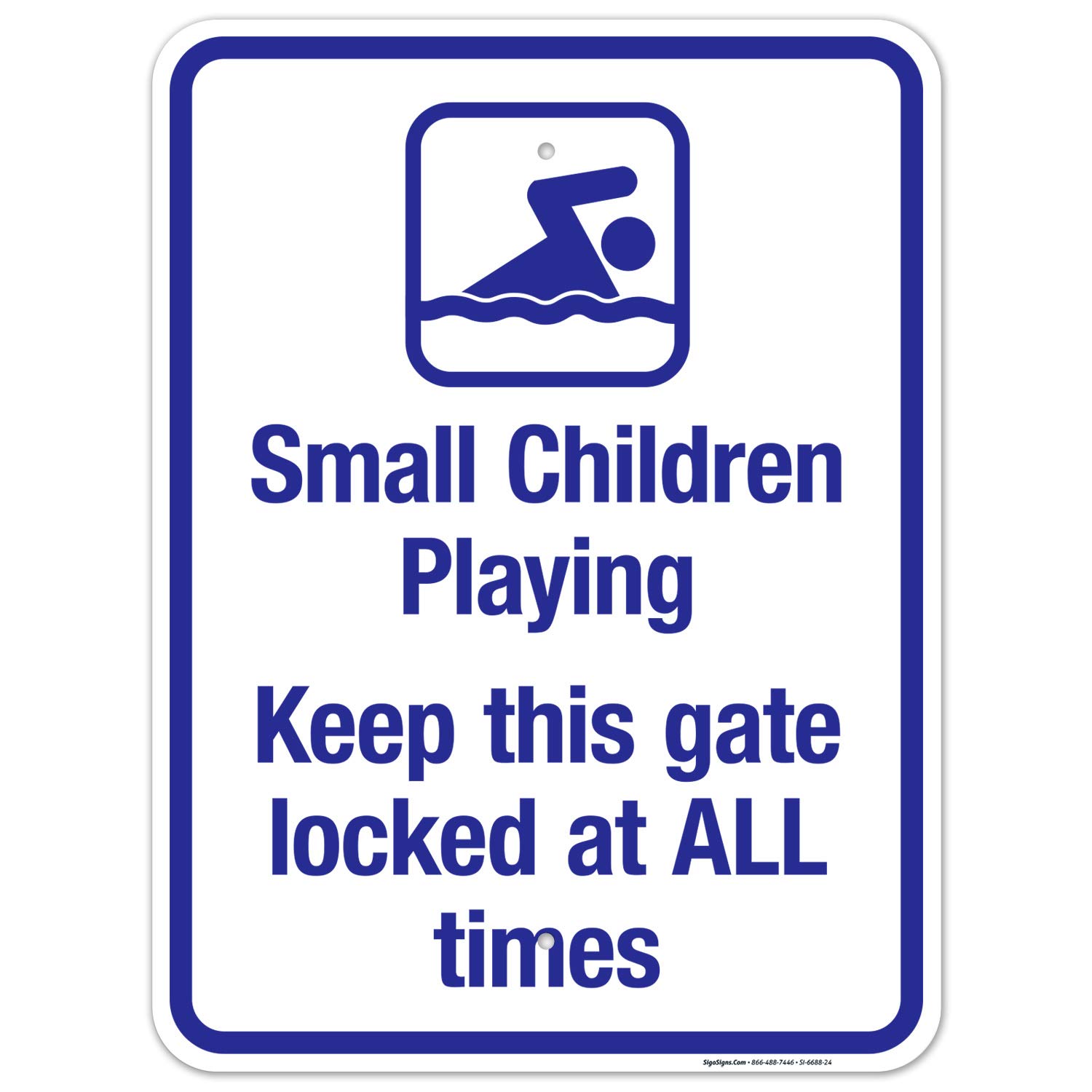Child Safety Sign - Keep This Gate Locked at All Times - 18x24 Inch Rust-Free Aluminum Pool Warning Sign - Fade Resistant for Indoor/Outdoor Use - Made in USA by Sigo Signs - Perfect for Backyard Pools, Play Areas & Childproofing Homes