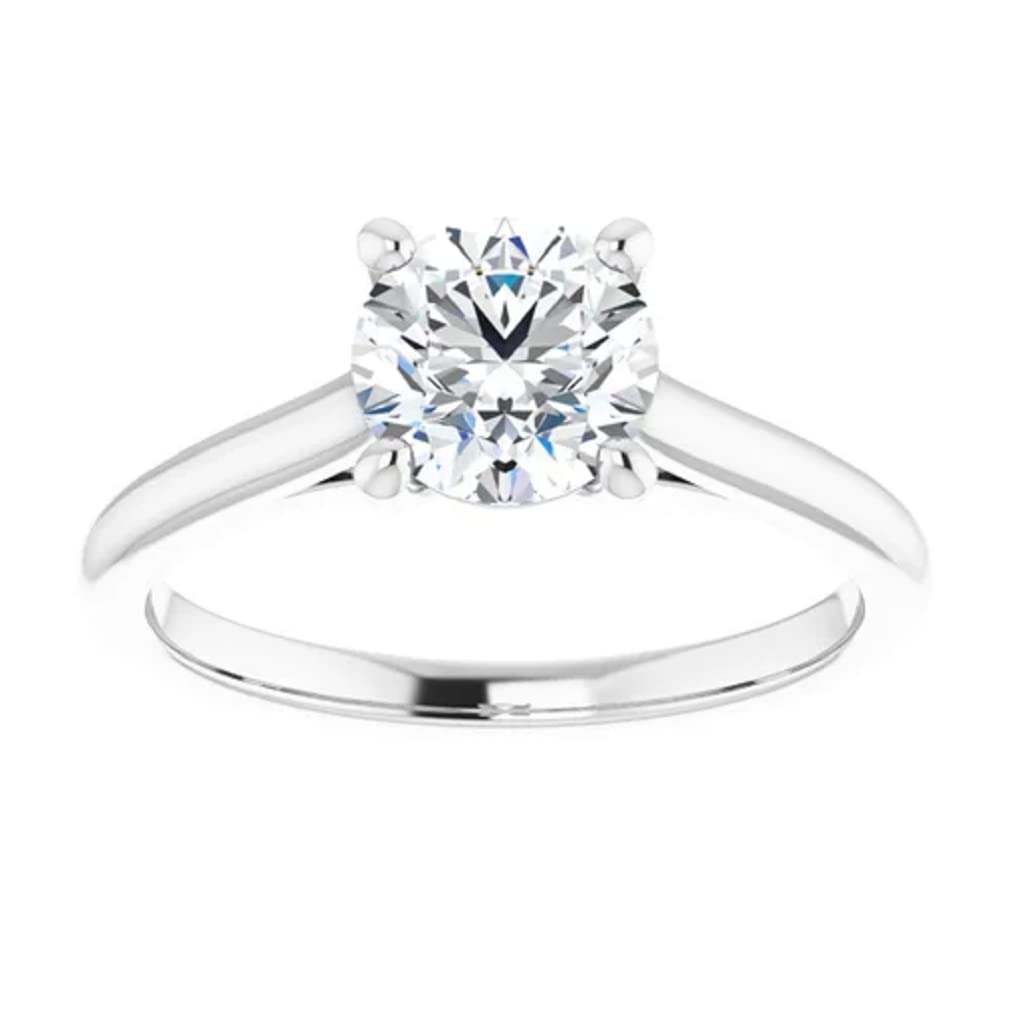 10K Solid White Gold Handmade Engagement Ring - 1 CT Round Cut Moissanite Diamond Solitaire Wedding Band for Women - Perfect for Proposals, Anniversaries & Bridal Jewelry Gifts