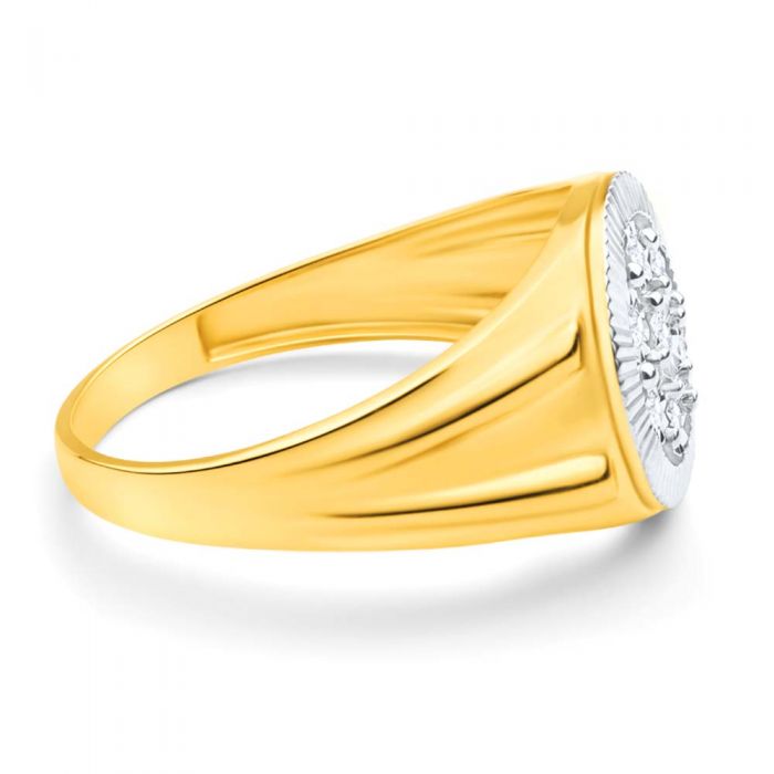 9ct Yellow Gold and Rhodium Plated Men's Diamond Ring - Elegant Wedding Band, Anniversary Gift, or Special Occasion Jewelry