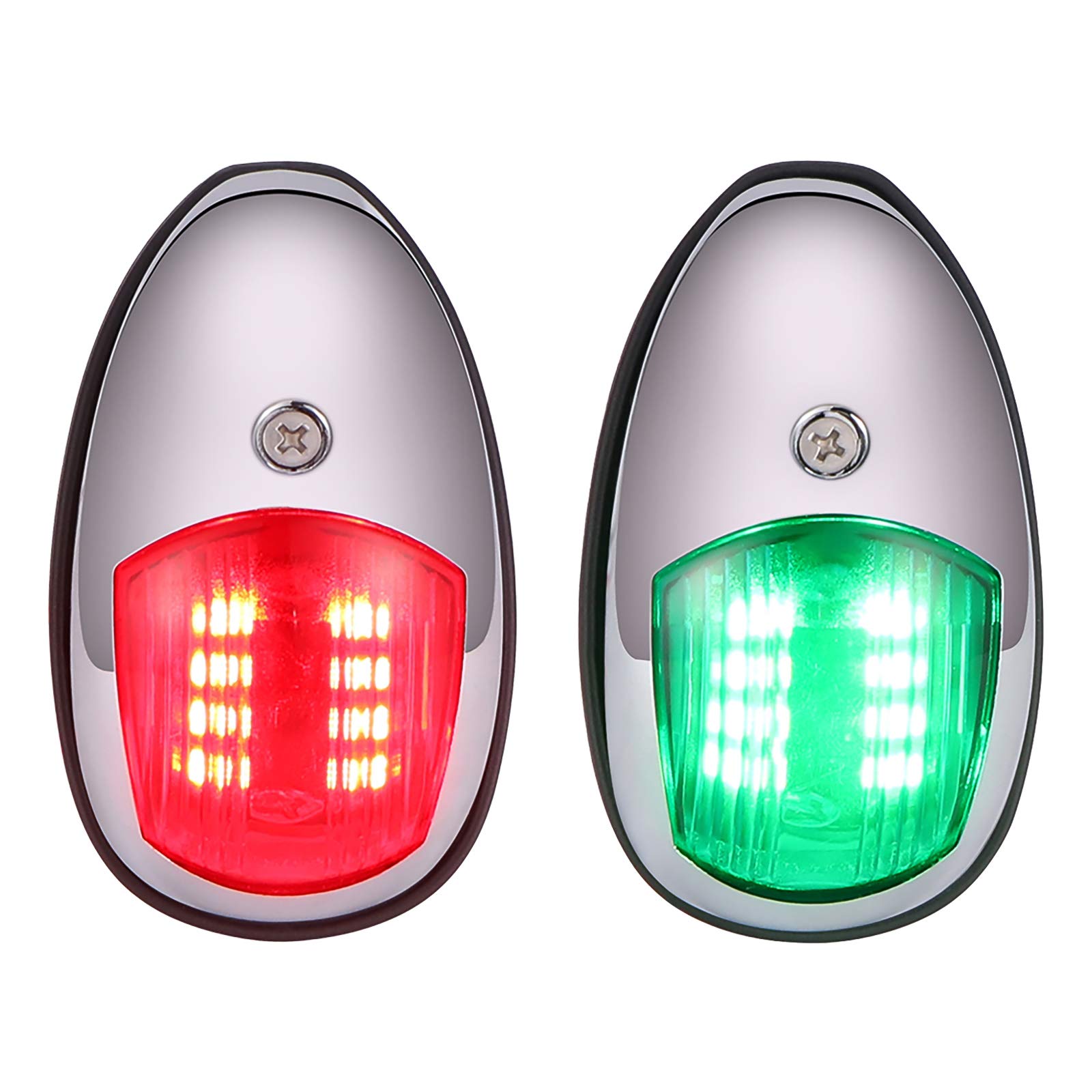 Blingbin Marine Navigation Lights - 2Pcs Red & Green Deck Mount Boat Lights, 12-24V Waterproof LED Sailing Signal Lights for Yachts, Fishing Boats, and Skeeters | Perfect for Night Cruising & Water Safety