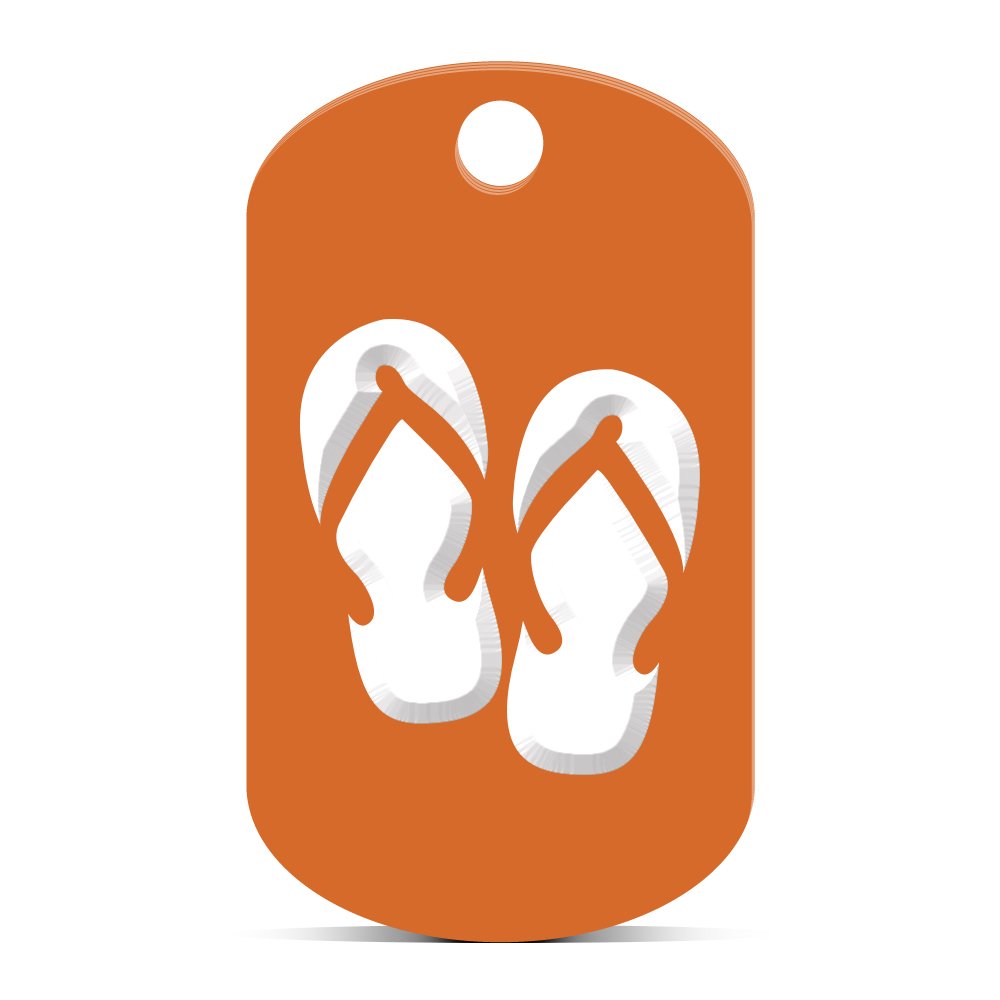 Personalized Flip Flops Keychain - Engraved Hawaiian Beach Dog Tag with Orange Color - Perfect for Beach Vacations, Summer Accessories & Gift Ideas