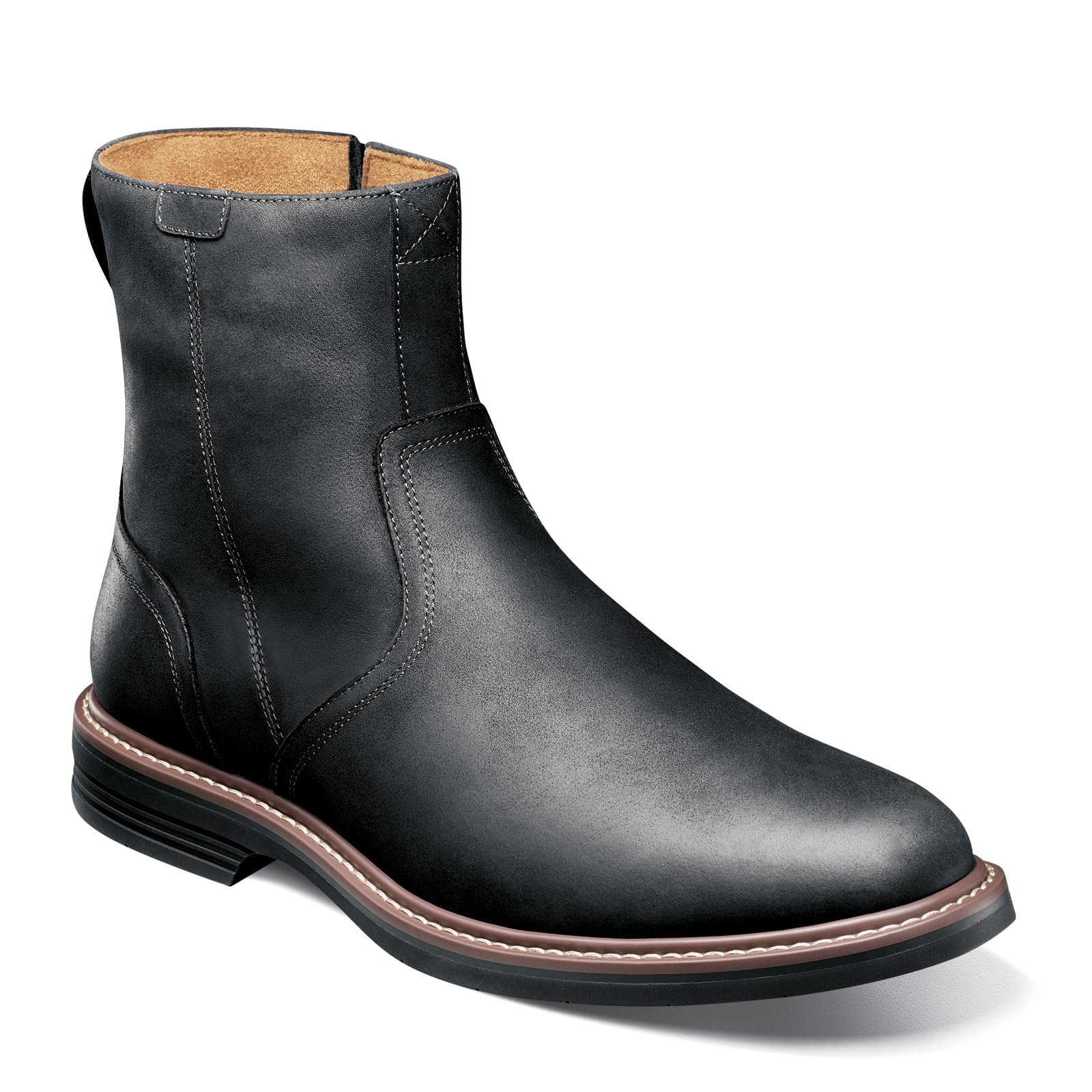Florsheim Men's Norwalk Side Zip Boot - Waterproof Leather Ankle Boots for Men, Comfortable Slip Resistant Work Boots - Perfect for Outdoor, Hiking & Casual Wear