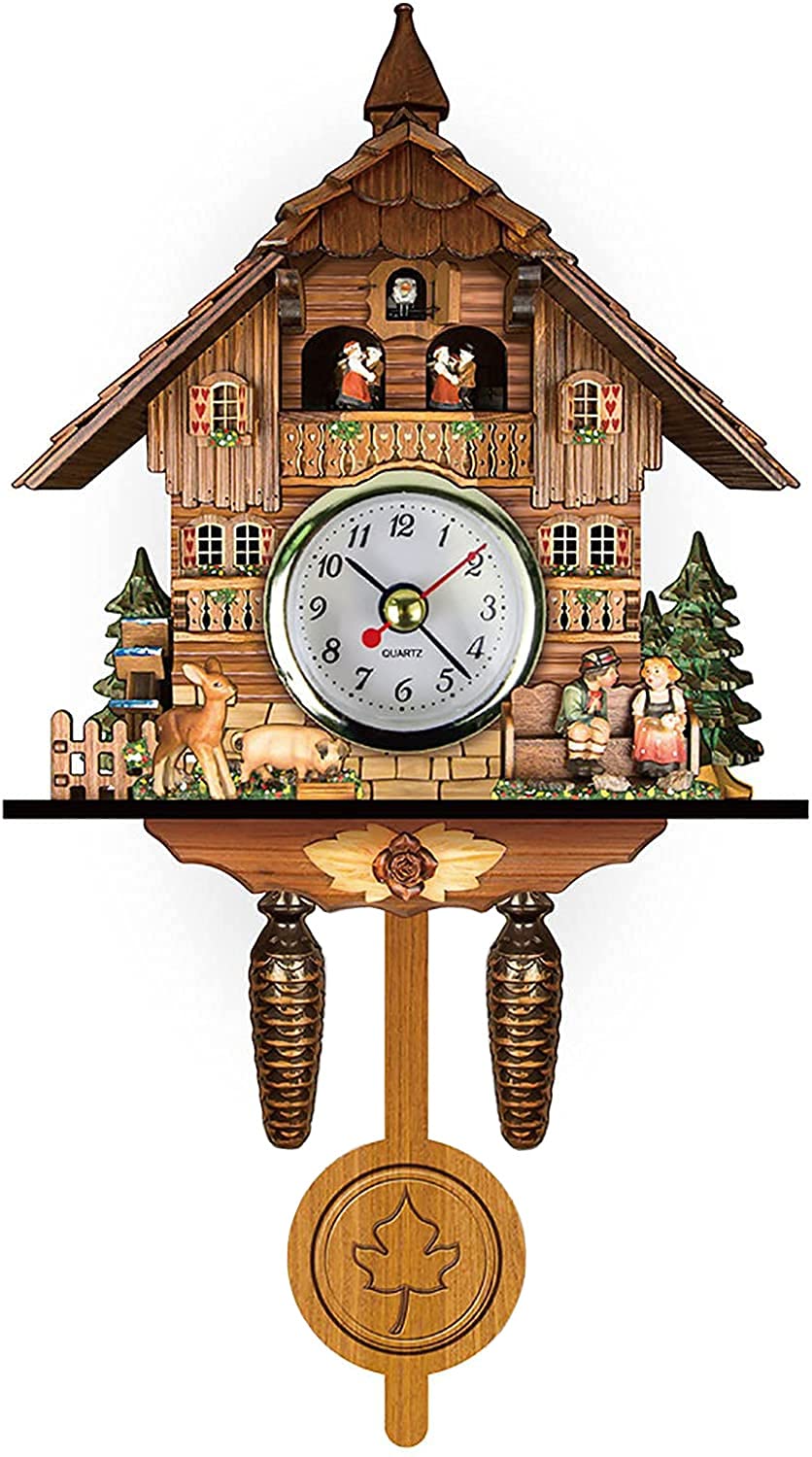 6 Inch Traditional Black Forest Cuckoo Clock with Antique Pendulum - Vintage Wooden Wall Clock for Living Room, Home & Kitchen Decor - Perfect for Rustic, Farmhouse & Cabin Style Interiors