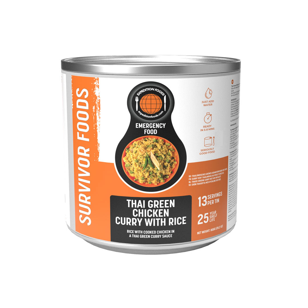Expedition Foods Survivor Freeze Dried Thai Green Curry - Gluten Free & Dairy Free - Lightweight Emergency Food for Camping, Hiking & Survival Preparedness