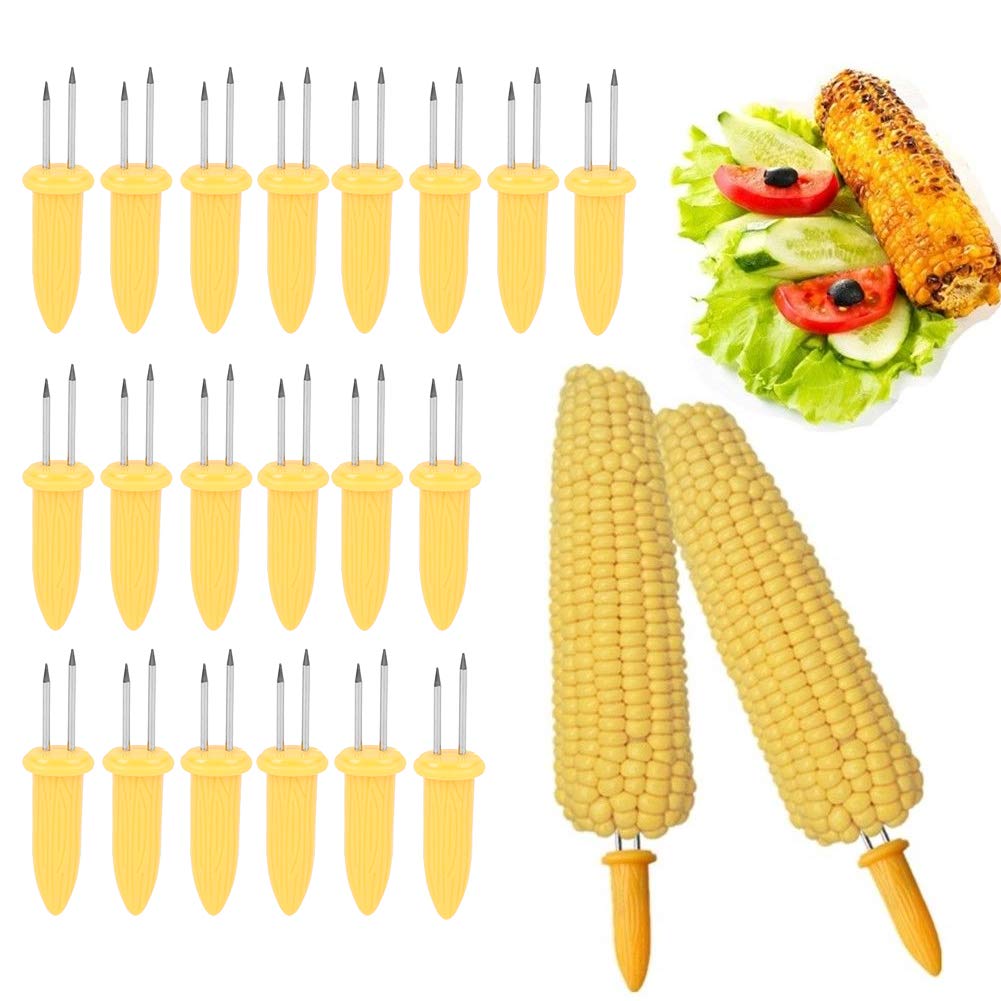 20-Pack Small Dual Prong Corn Holders & Fruit Forks - BBQ Skewers for Sweet Corn, Fruits, Picnics, Camping & Kitchen Use - Perfect for Grilling, Parties and Outdoor Dining