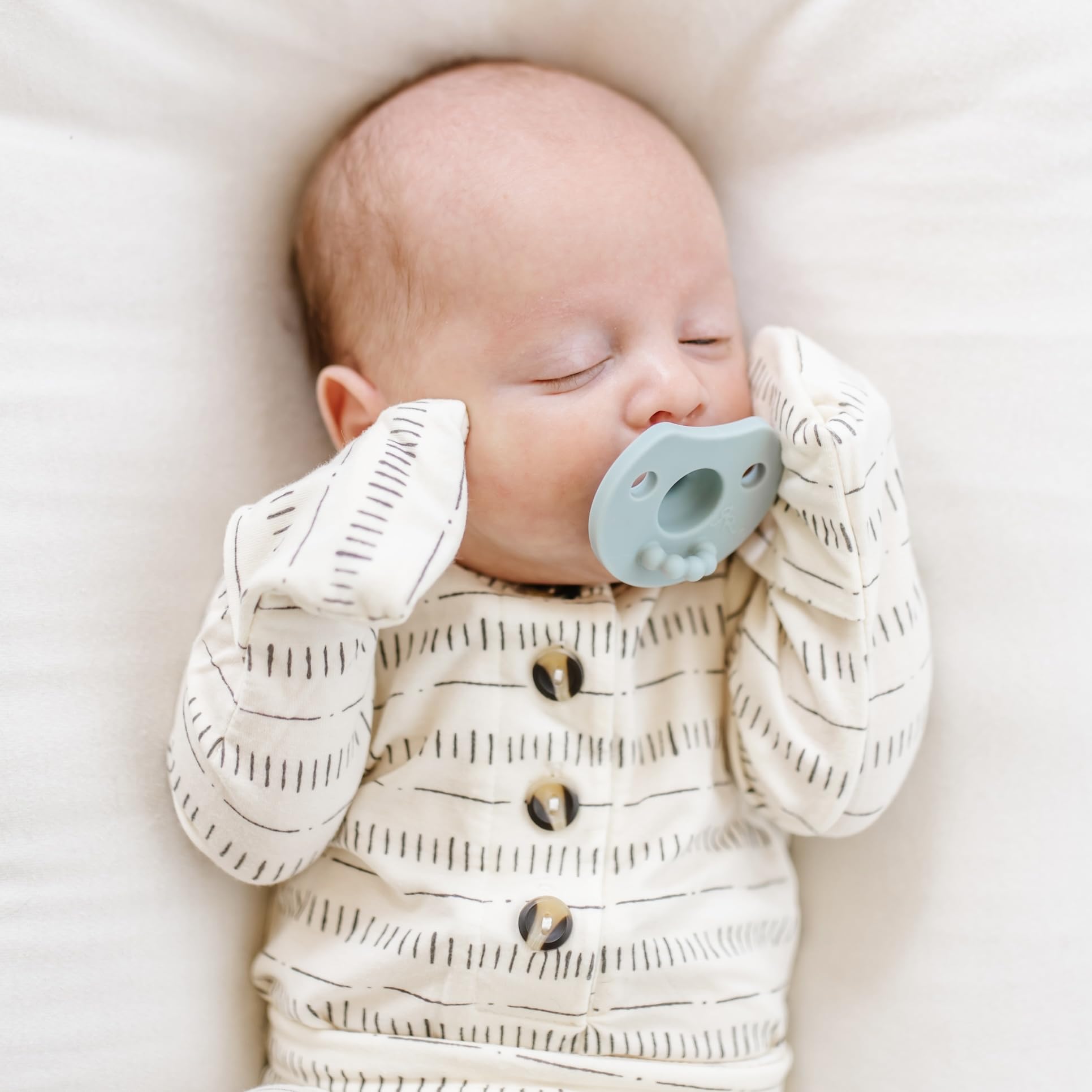 Ryan & Rose Cutie PAT Pacifier Teether - Preemie Kit in Mist | Soothing Baby Pacifier & Teether for Newborns & Infants | Perfect for Travel, Sleep & Teething Relief