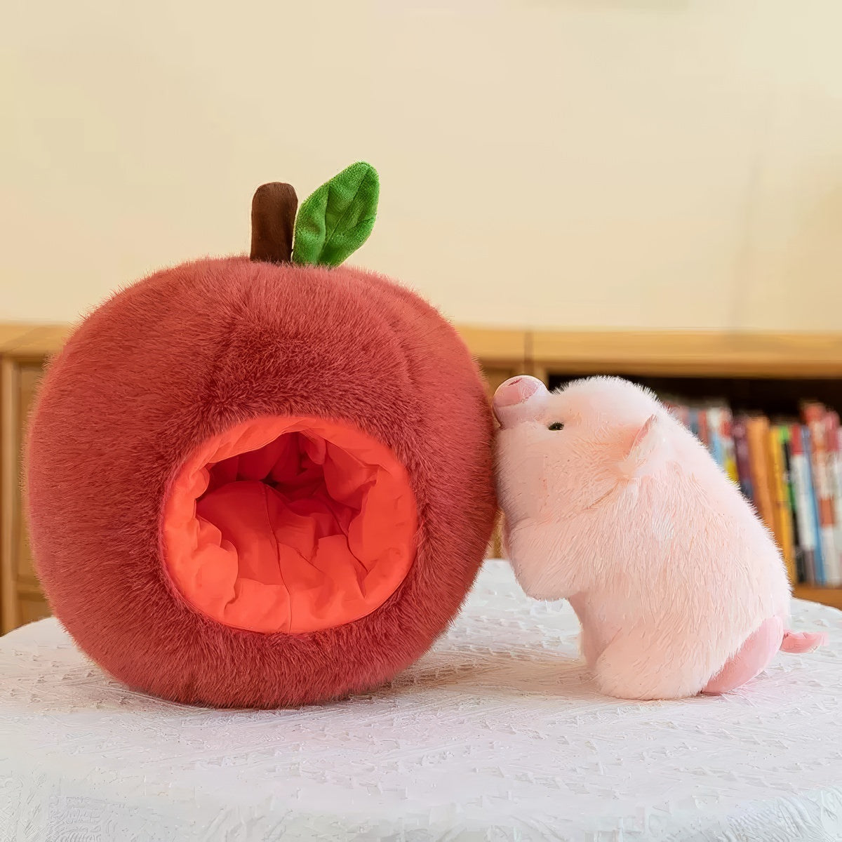Adorable Piglet in a Peach Plush Hideaway Set - Cute Stuffed Animal Toy for Kids, Nursery Decor, Baby Shower Gift & Photo Prop