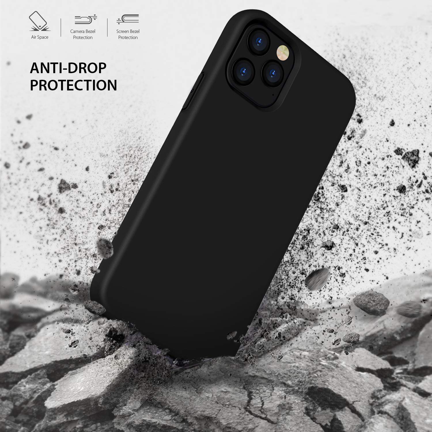 Zuslab Nano Silicone Case for Apple iPhone 12 Pro Max - Liquid Silicone Rubber Shockproof Soft Full Protection Cover (Black) | Perfect for Everyday Use, Travel & Drop Protection
