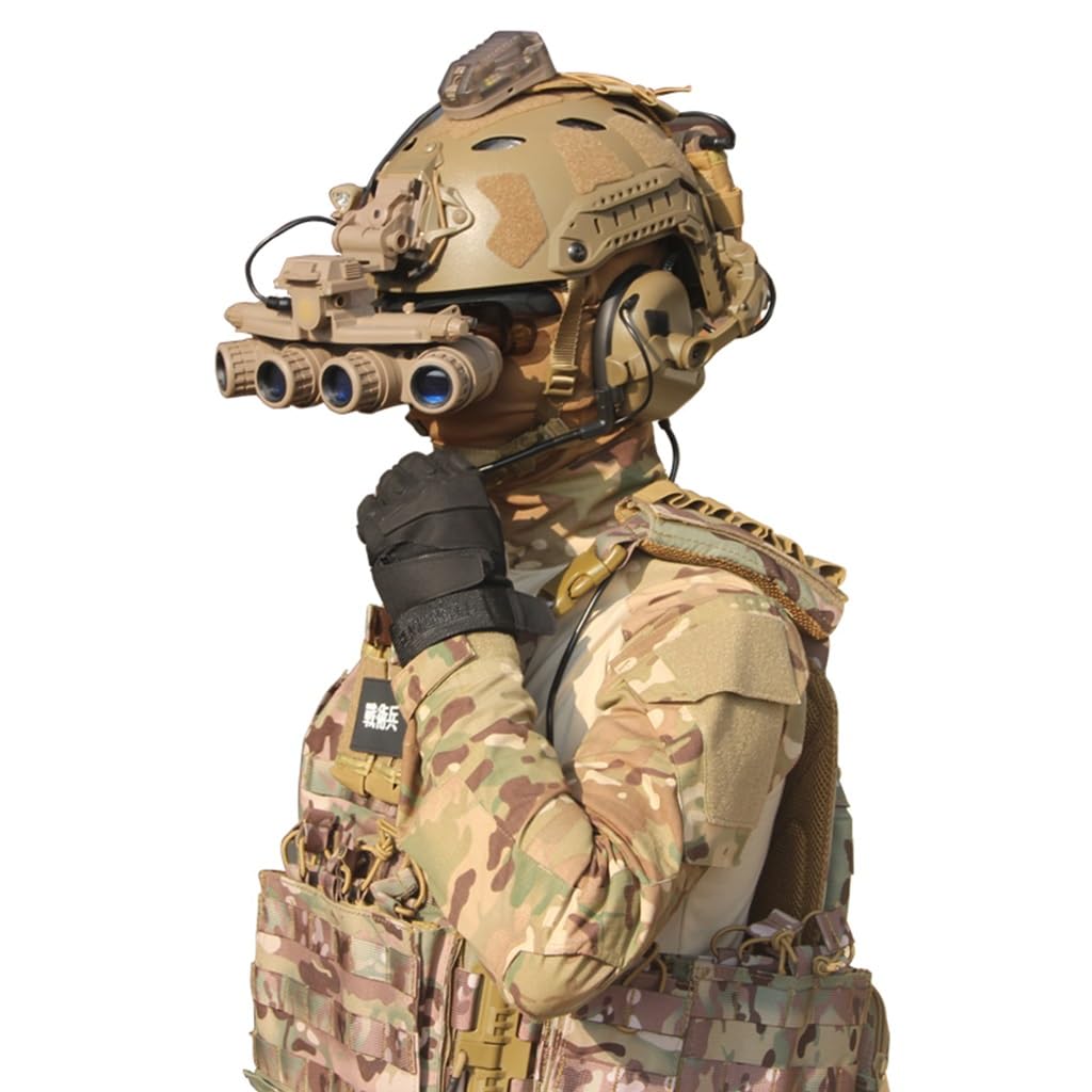 Tactical Airsoft Fast Helmet Set - Military Style Paintball & Hunting Gear with Headset, Goggles & Telescope (Black) - Perfect for Outdoor Games, Cosplay & Halloween Costumes