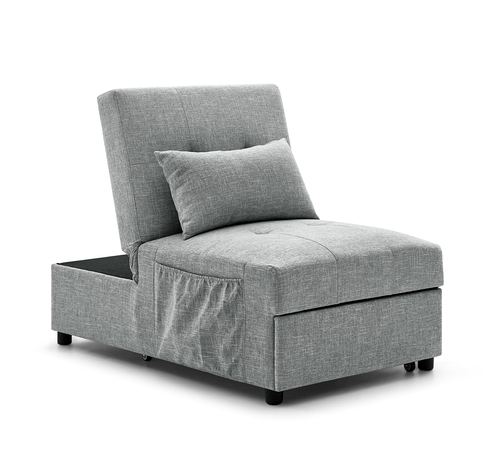 MeiBoAll 4-in-1 Convertible Folding Sofa Bed - Ottoman, Chair, Sleeper Sofa & Chaise Lounge for Small Spaces - Compact Grey Sofa Bed (44