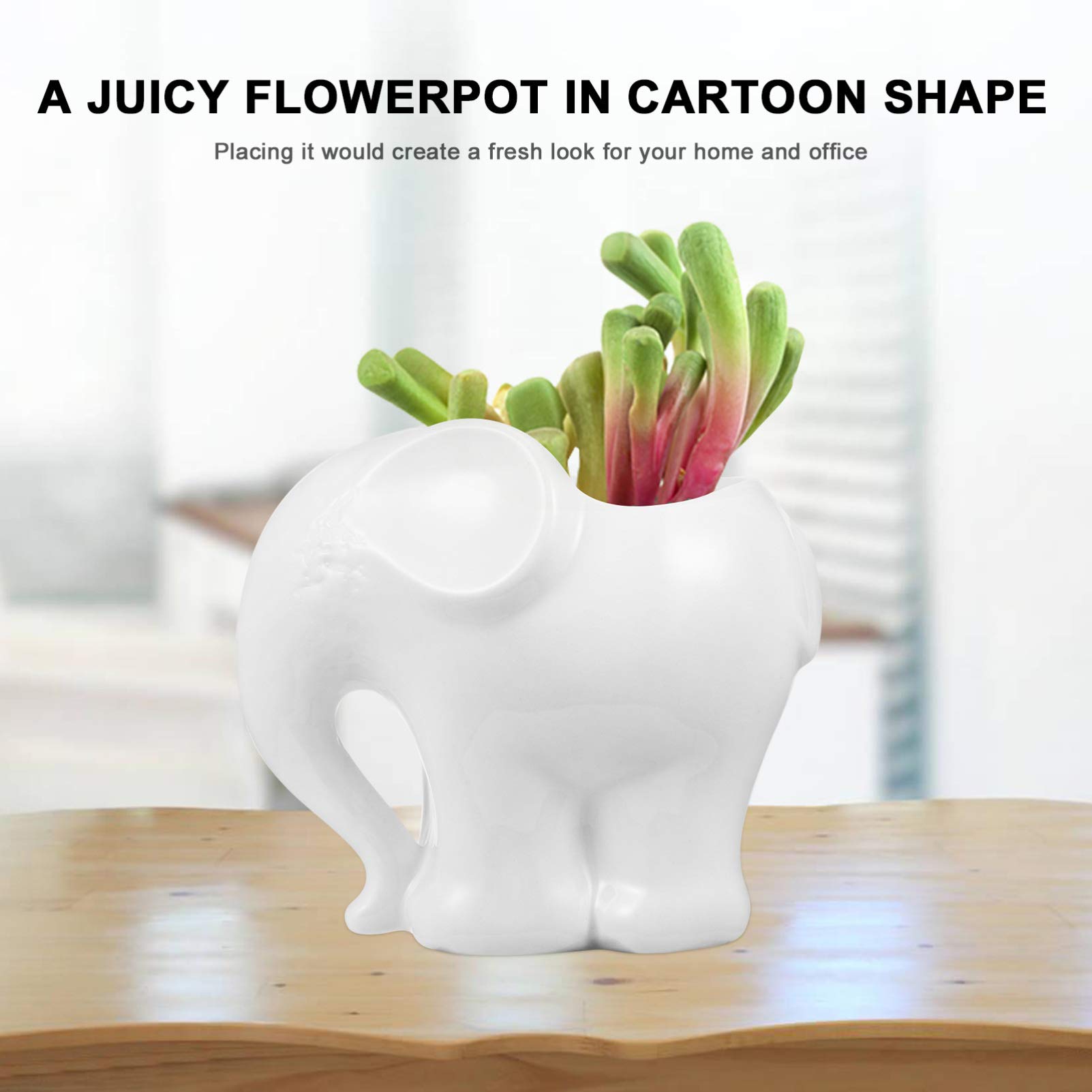 Elephant Ceramic Flower Pot - Cute Cartoon Planter for Succulents, Plants & Flowers | Perfect for Home Decor, Office Desk & Garden Planting