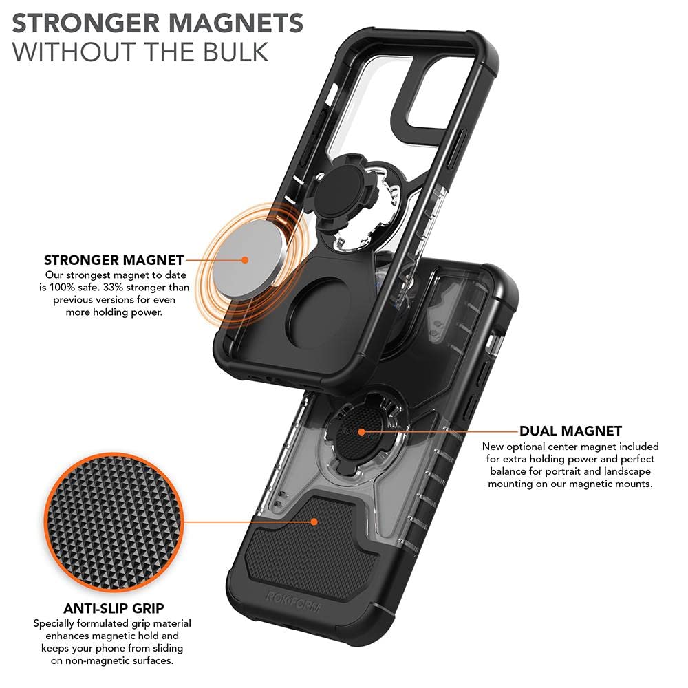 Rokform Crystal Clear Case for iPhone 12 Pro Max with Secure Motorcycle Handlebar Mount - Durable Phone Holder for Bike Riding, Commuting & Outdoor Adventures