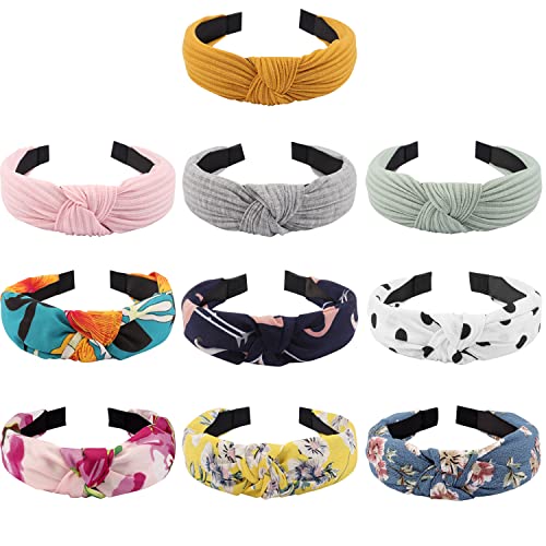 TOBATOBA Women's Knotted Headbands - Non-Slip Wide Hair Bands for Women & Girls - Fashion Turban Headwrap & Top Knot Hair Accessories - Perfect for Workouts, Yoga, and Everyday Styling