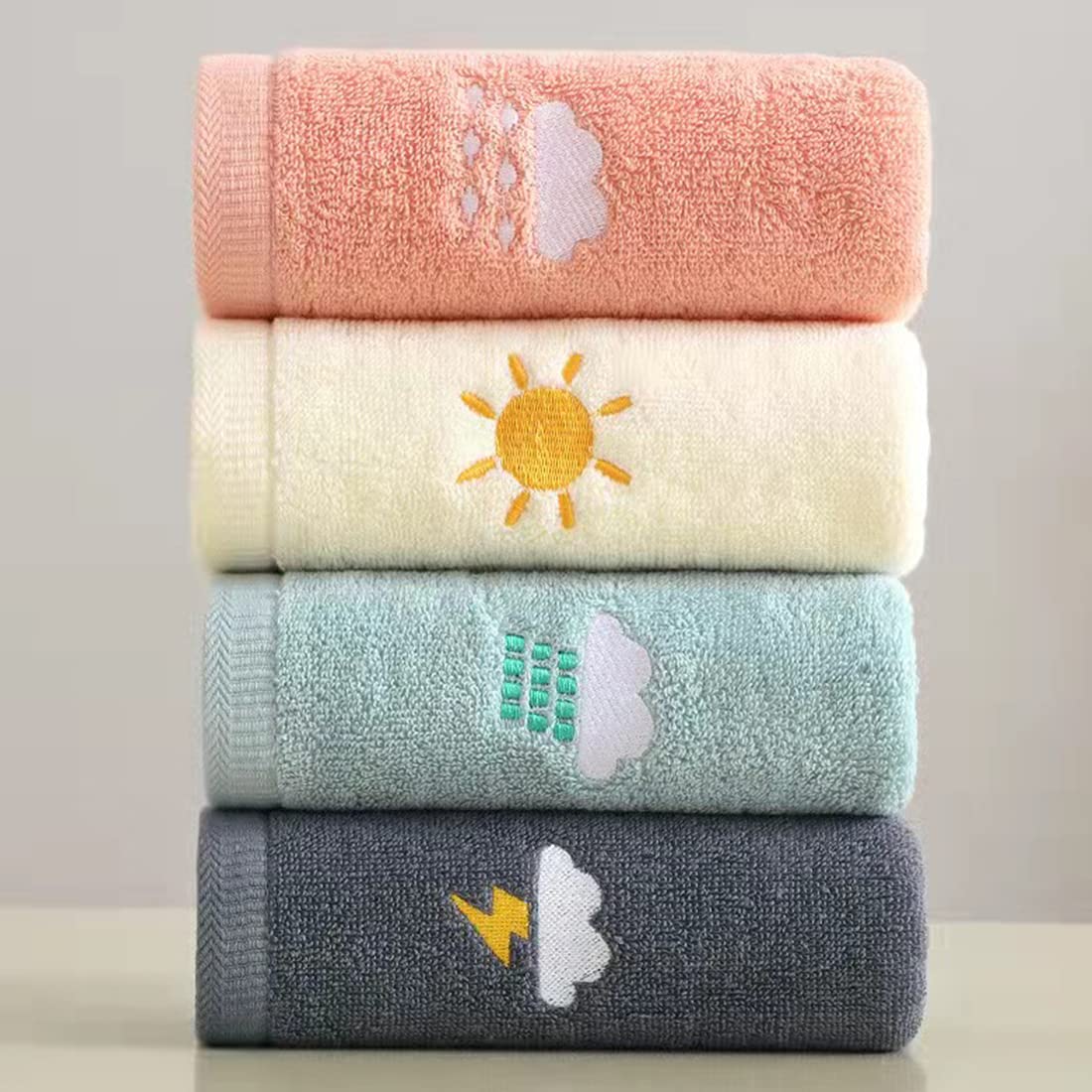 Lchkrep 4-Pack 100% Cotton Hand Towels - Ultra Soft & Highly Absorbent Bath, Face, Kitchen, Gym & Spa Towels (14