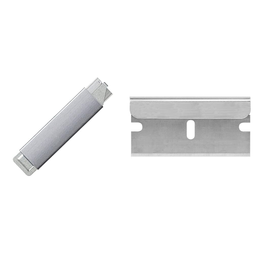 Pacific Handy Cutter HC100 Tap-Open Box Cutter with RB009 Industrial Razor Blades - 12 Cutters & 100 Ultra Sharp Blades for Packaging, Shipping, Warehouse, and DIY Projects