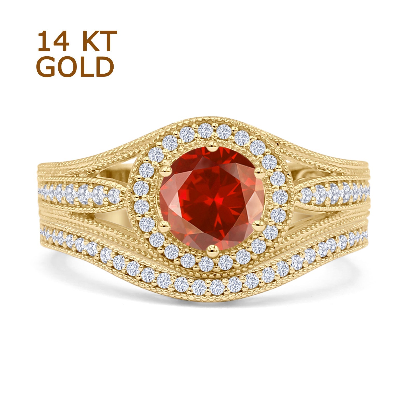Garnet CZ 14K Yellow Gold