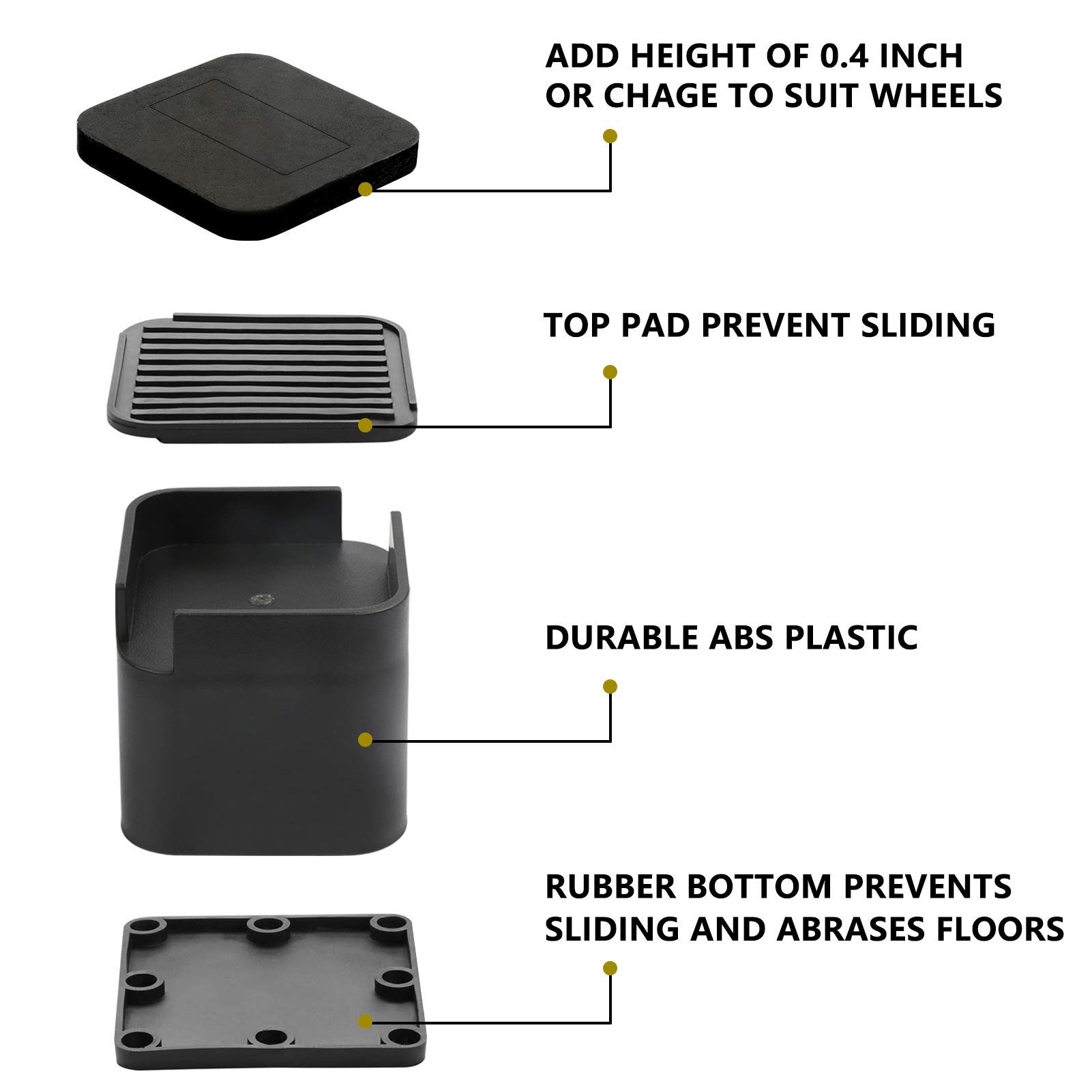 BTSD-home Adjustable Bed Risers 8 Pack - 3