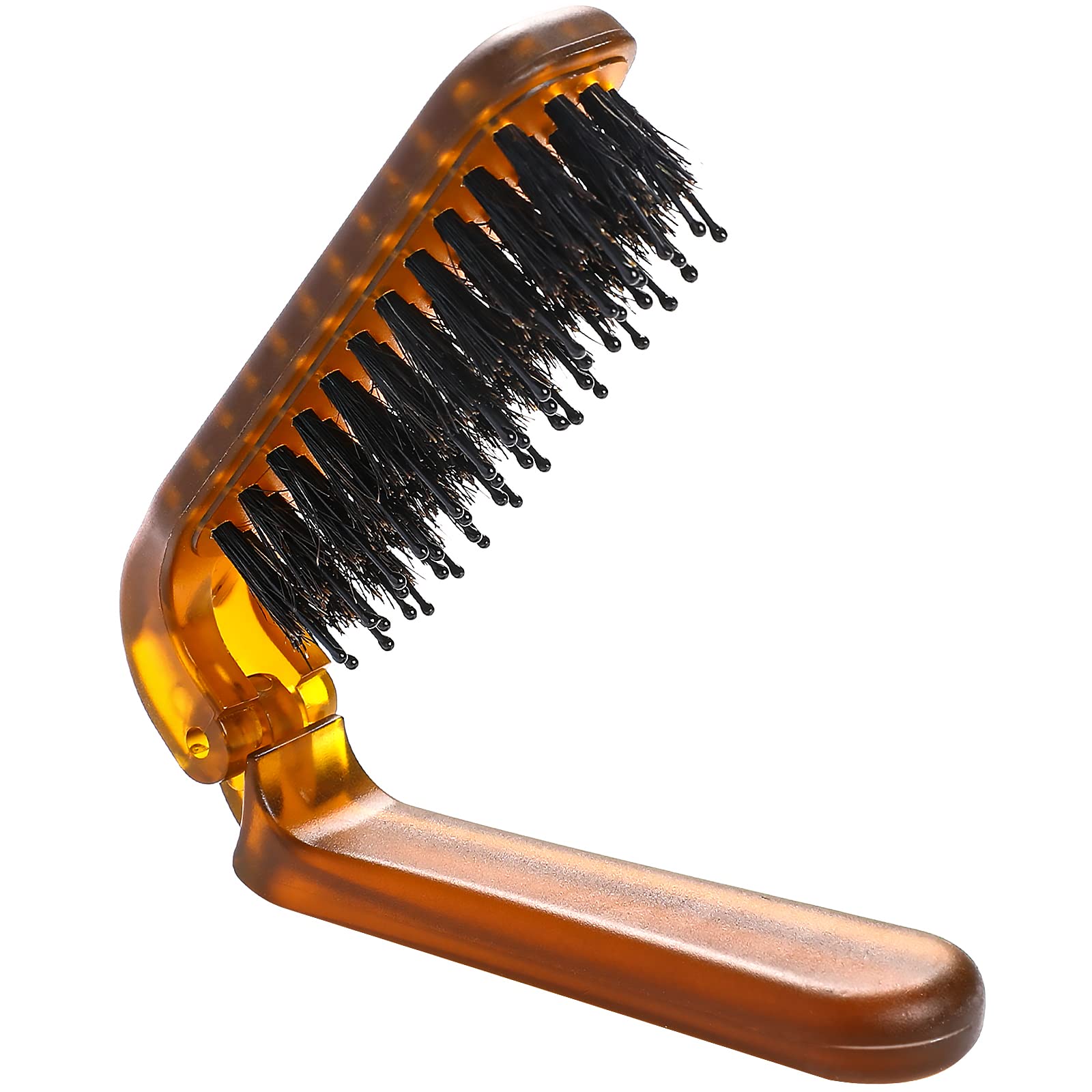 Foldable Boar Bristle Travel Hair Brush - Compact Collapsible Pocket Hair Comb for Women | Perfect for On-the-Go Styling, Travel, Gym & Purse Organization