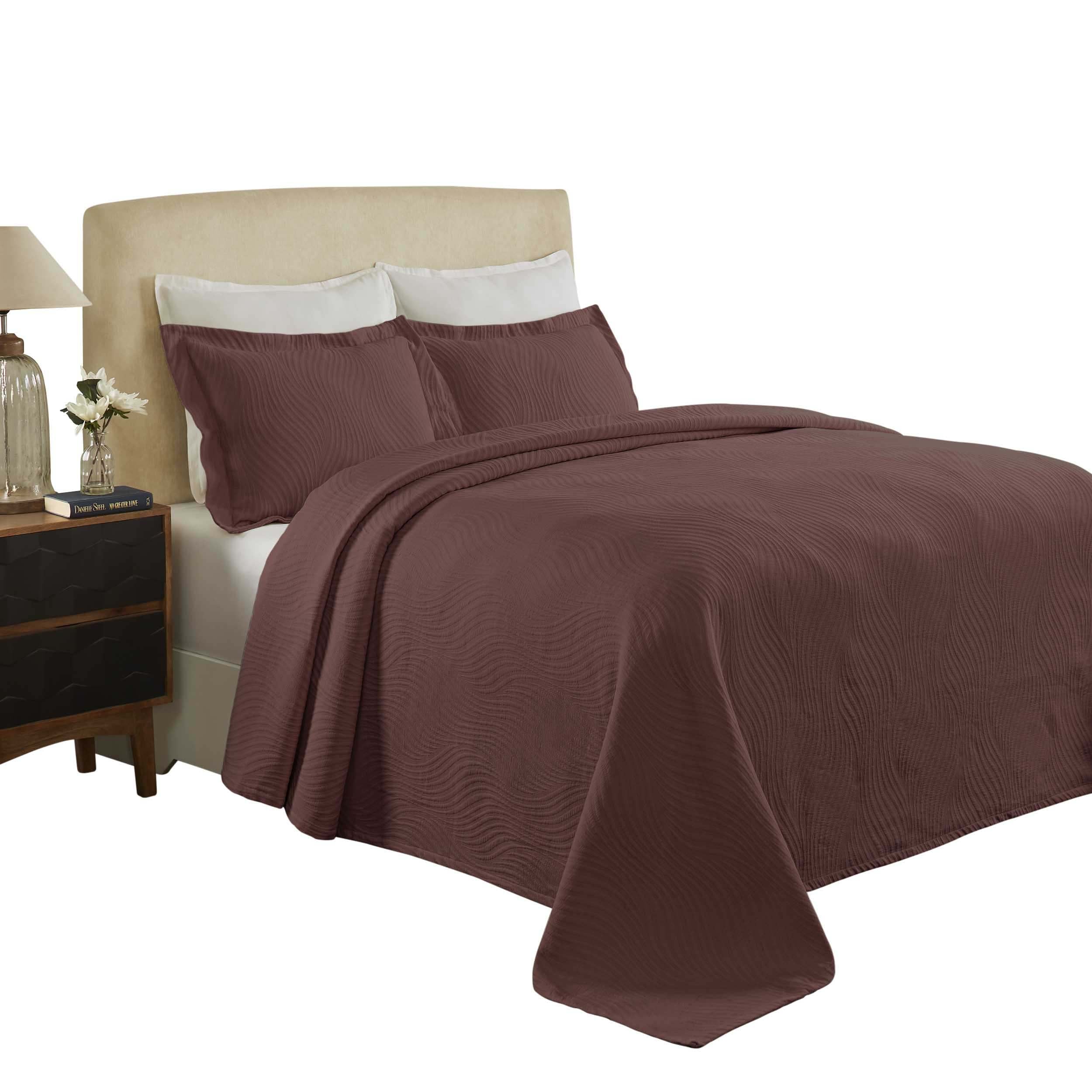 Luxury Cascade Cotton Jacquard Matelassé 3-Piece Bedspread Set - Queen Size Bedding with Elegant Textured Design for Master Bedroom & Guest Room Decor