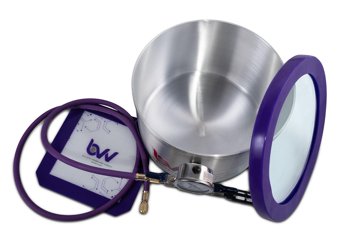 2 Gallon Glass Vac BVV Aluminum Vacuum Chamber with Glass Lid - Perfect for Resin Casting, Degassing, and Food Preservation