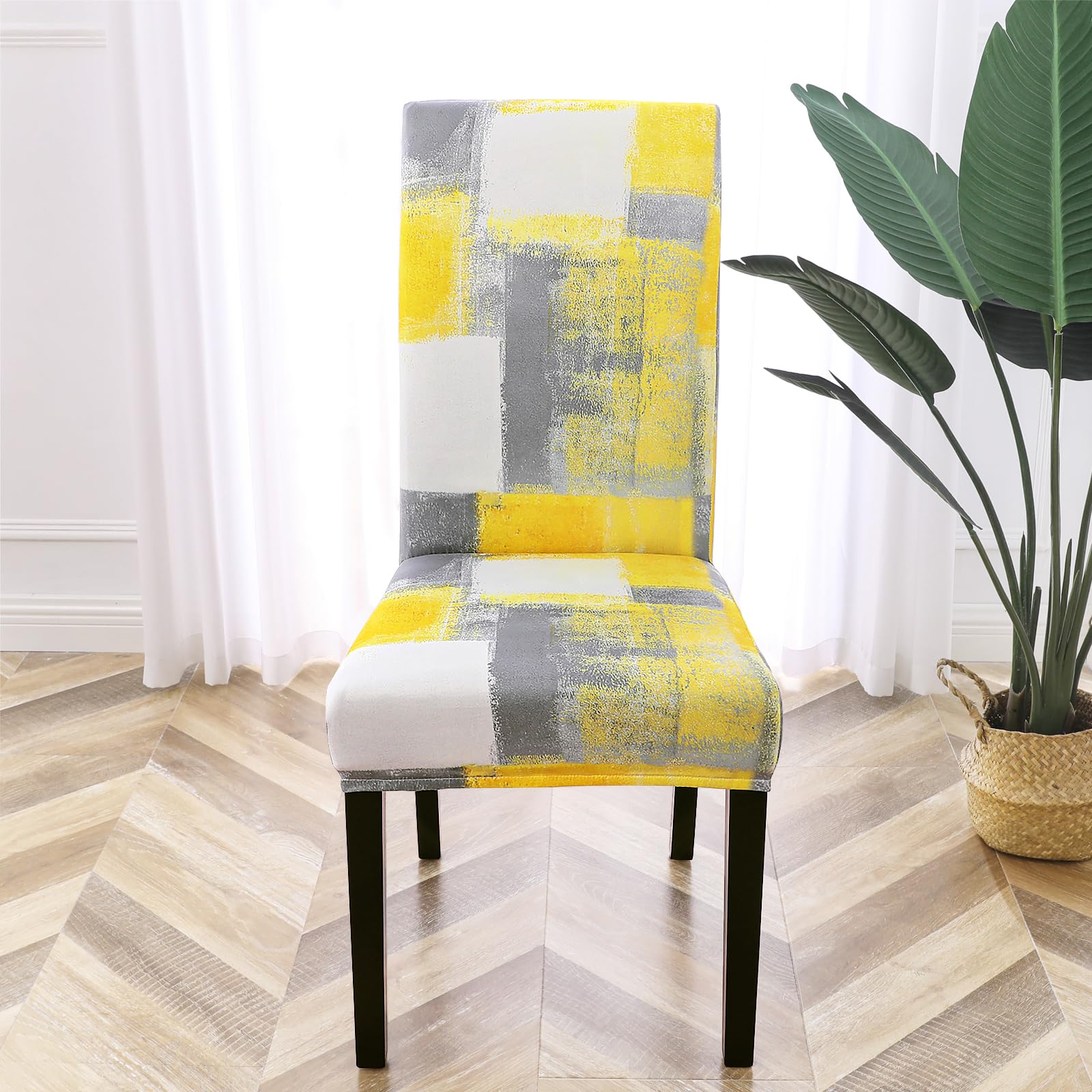 Gibelle Stretch Parsons Chair Covers Set of 12 - Universal Washable Dining Chair Slipcovers for Kitchen, Restaurant, Wedding & Events - Yellow Seat Protectors | Perfect for Home Dining Rooms, Banquet Halls & Party Decorations