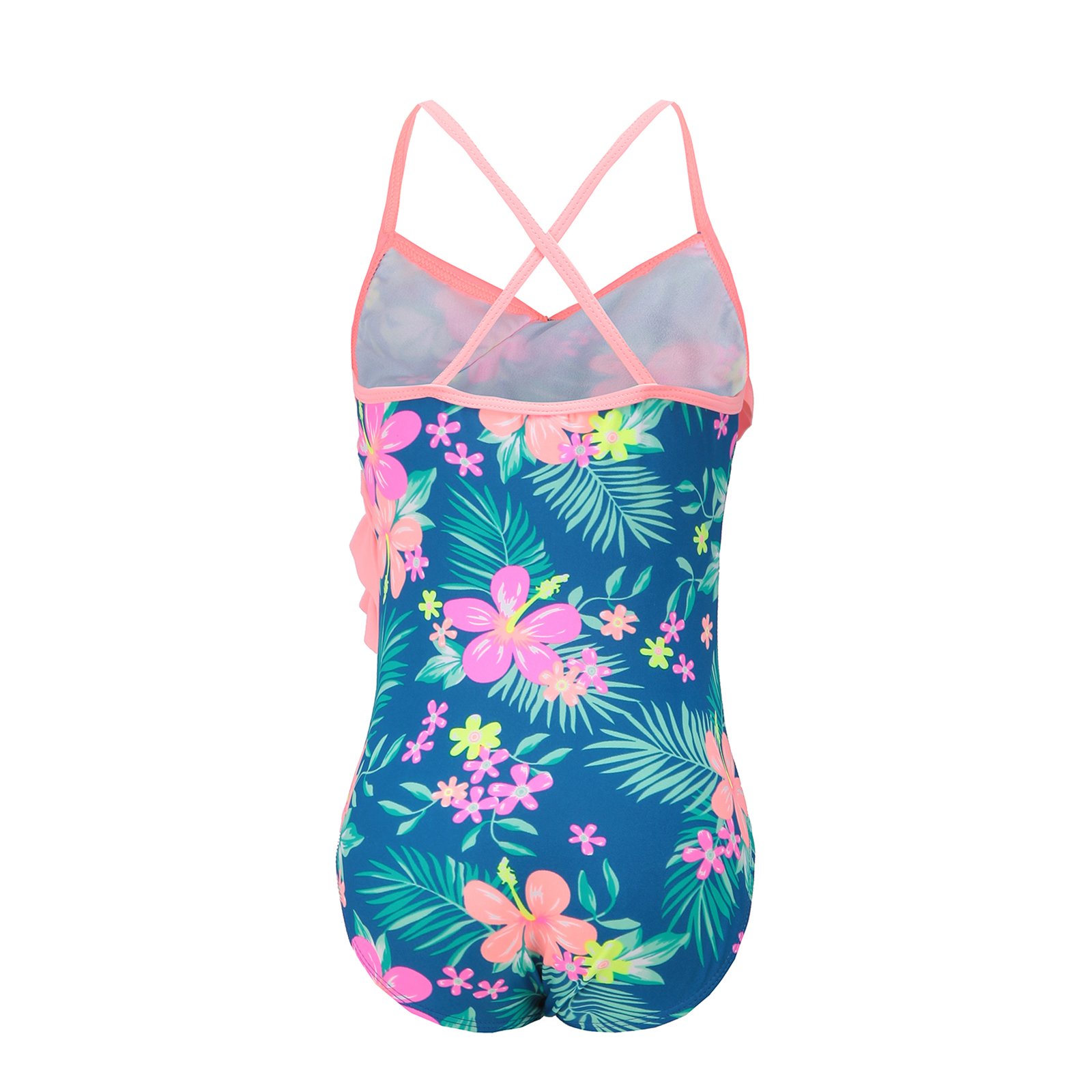 Girls One Piece Swimsuits - Hawaiian Ruffle Swimwear for Beach & Pool | Cute Bathing Suit for Summer Vacation, Swimming Lessons & Tropical Getaways