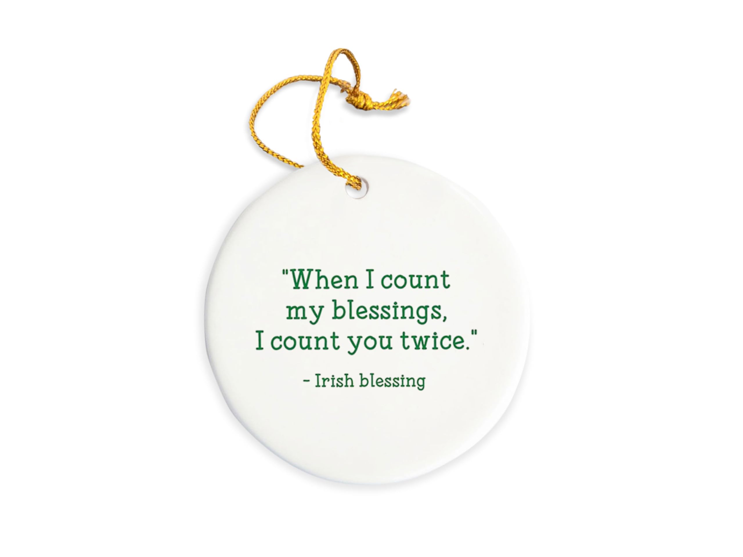 Spread Passion Irish Blessing Ceramic Ornament - 3 Inch Christmas Tree Decoration with 'Count My Blessings' Quote - Perfect for Holiday Gifts, Home Decor & Irish-Themed Celebrations