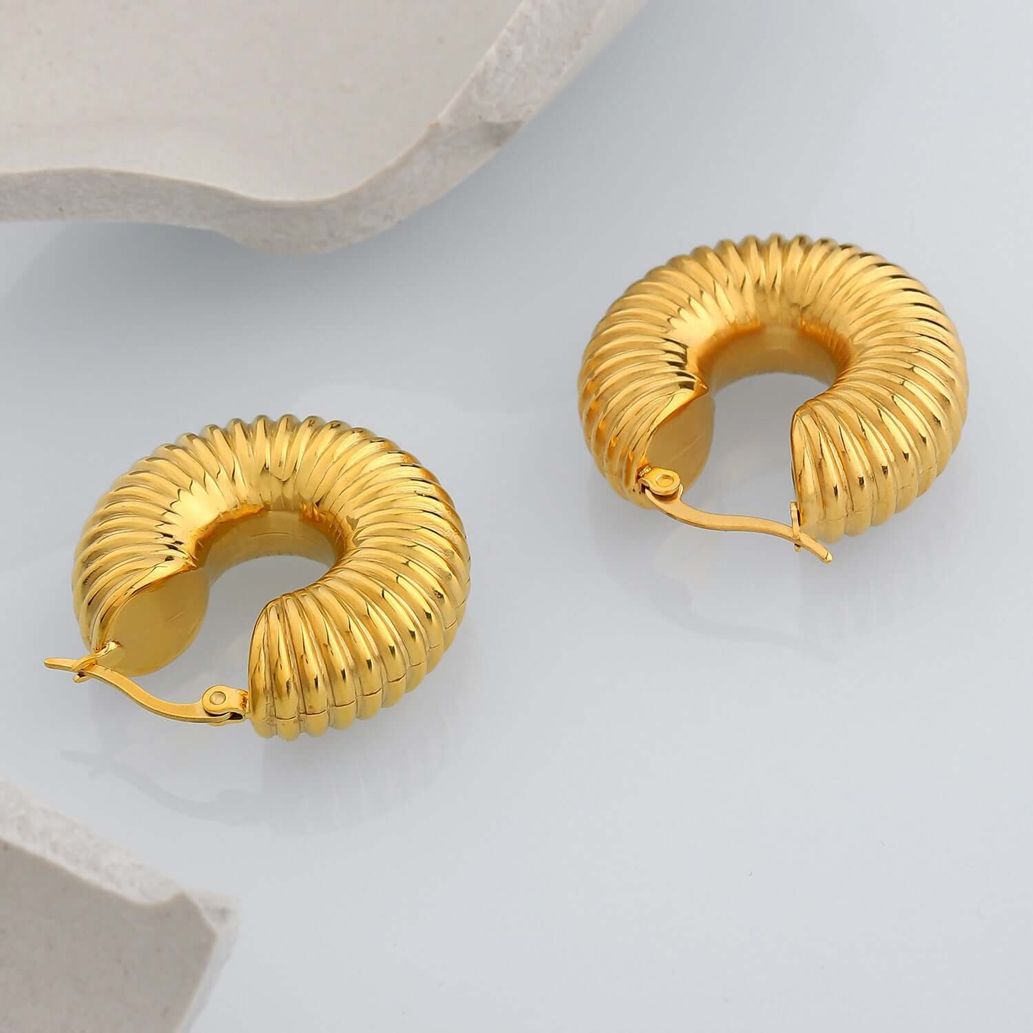 18K Gold Plated Spiral Hoop Earrings for Women - Chunky Statement Jewelry | JDE138 | Perfect for Parties, Weddings & Everyday Wear