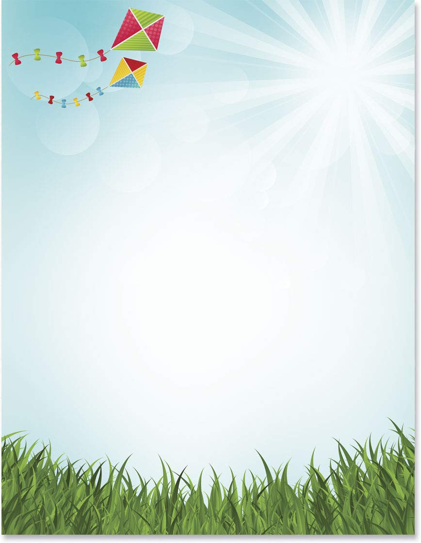 Playful Sunny Kite Flying Rendezvous Invitation Paper - Premium Decorative Stationery Set for Special Events | 8.5 x 11 Letterhead & Border Paper | 100 Sheets Elegant Writing Paper for Parties, Weddings & DIY Crafts